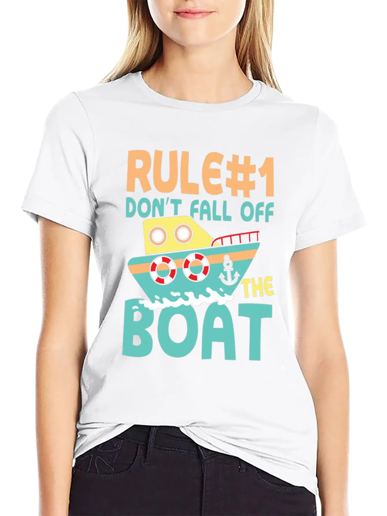Rule Number 1 Don T Fall Off The Boat Lightweight Cotton T-Shirt – Daily Comfort Graphic Shirt