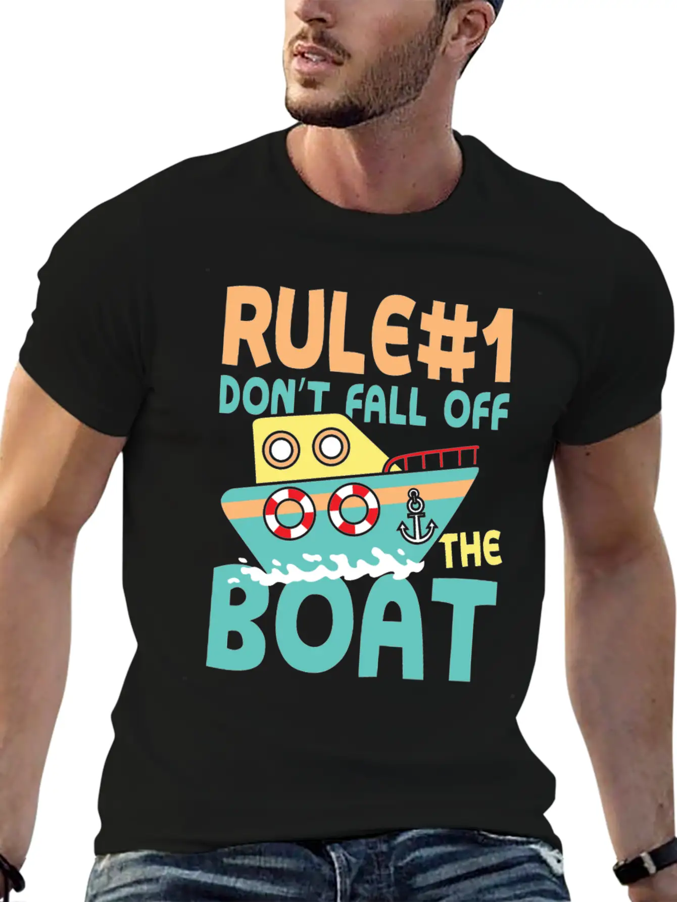 Rule Number 1 Don T Fall Off The Boat Lightweight Cotton T-Shirt – Daily Comfort Graphic Shirt
