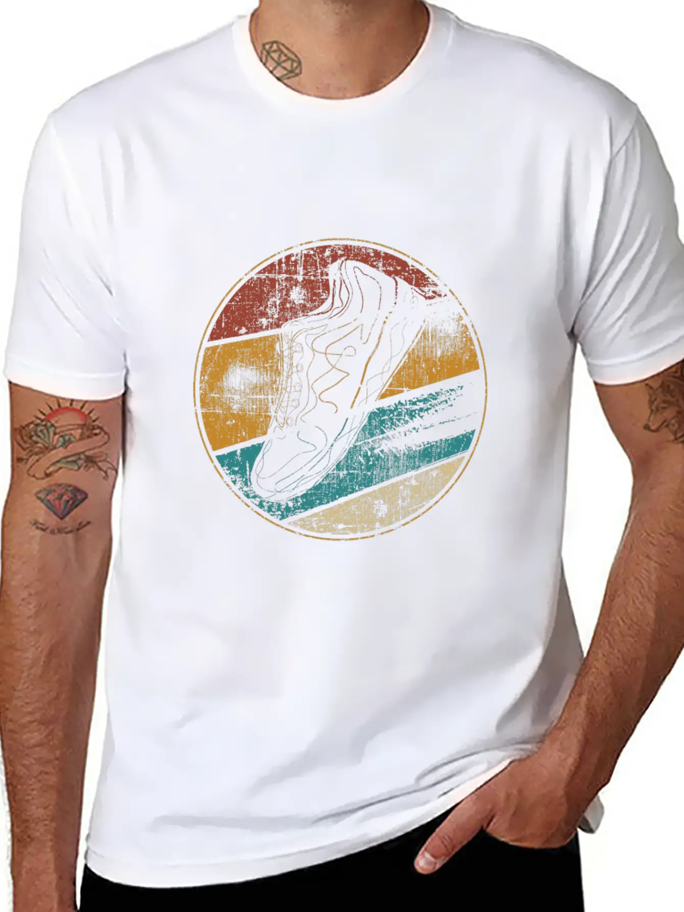 Running Retro Runner Running Shoe Lightweight Cotton T-Shirt – Daily Comfort Graphic Shirt