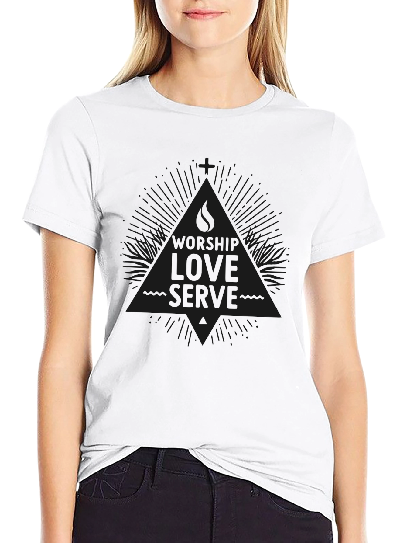 Worship Love Serve Black Graphic Tee