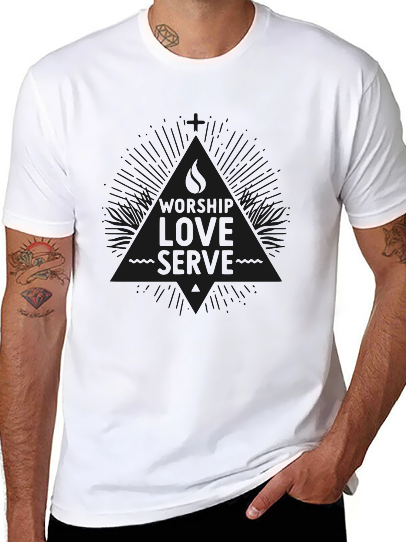 Worship Love Serve Black Graphic Tee