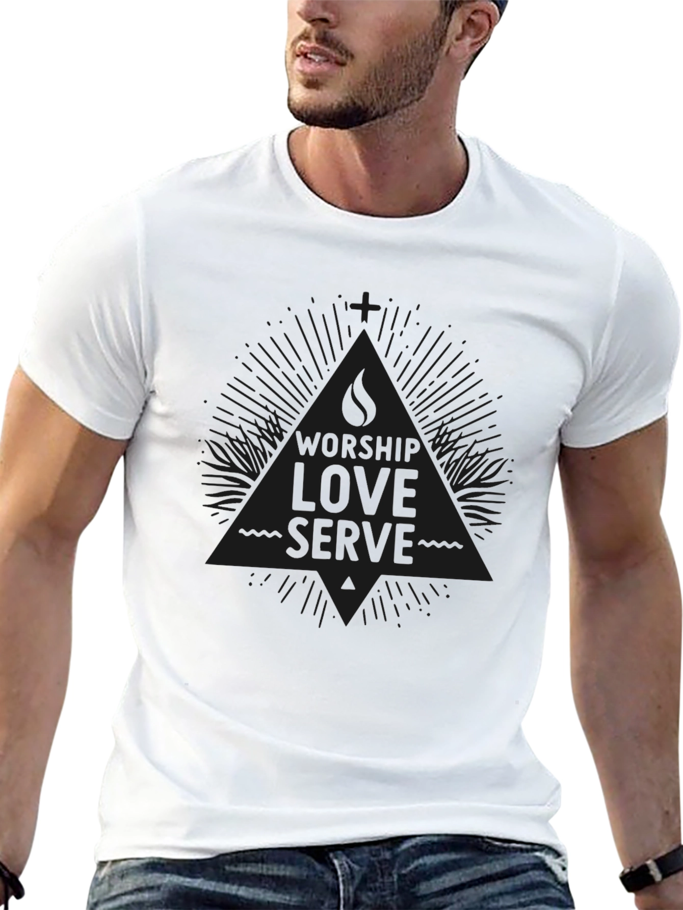Worship Love Serve Black Graphic Tee