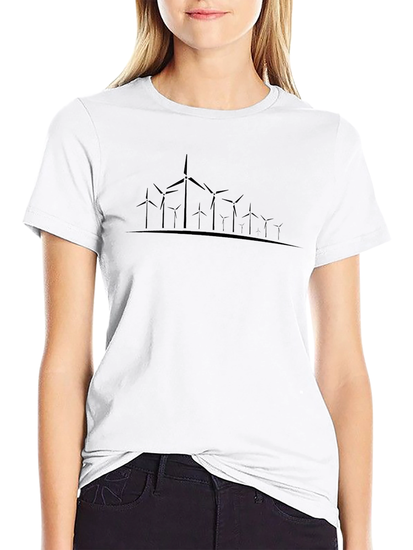 Wind Turbine Graphic Black T-Shirt