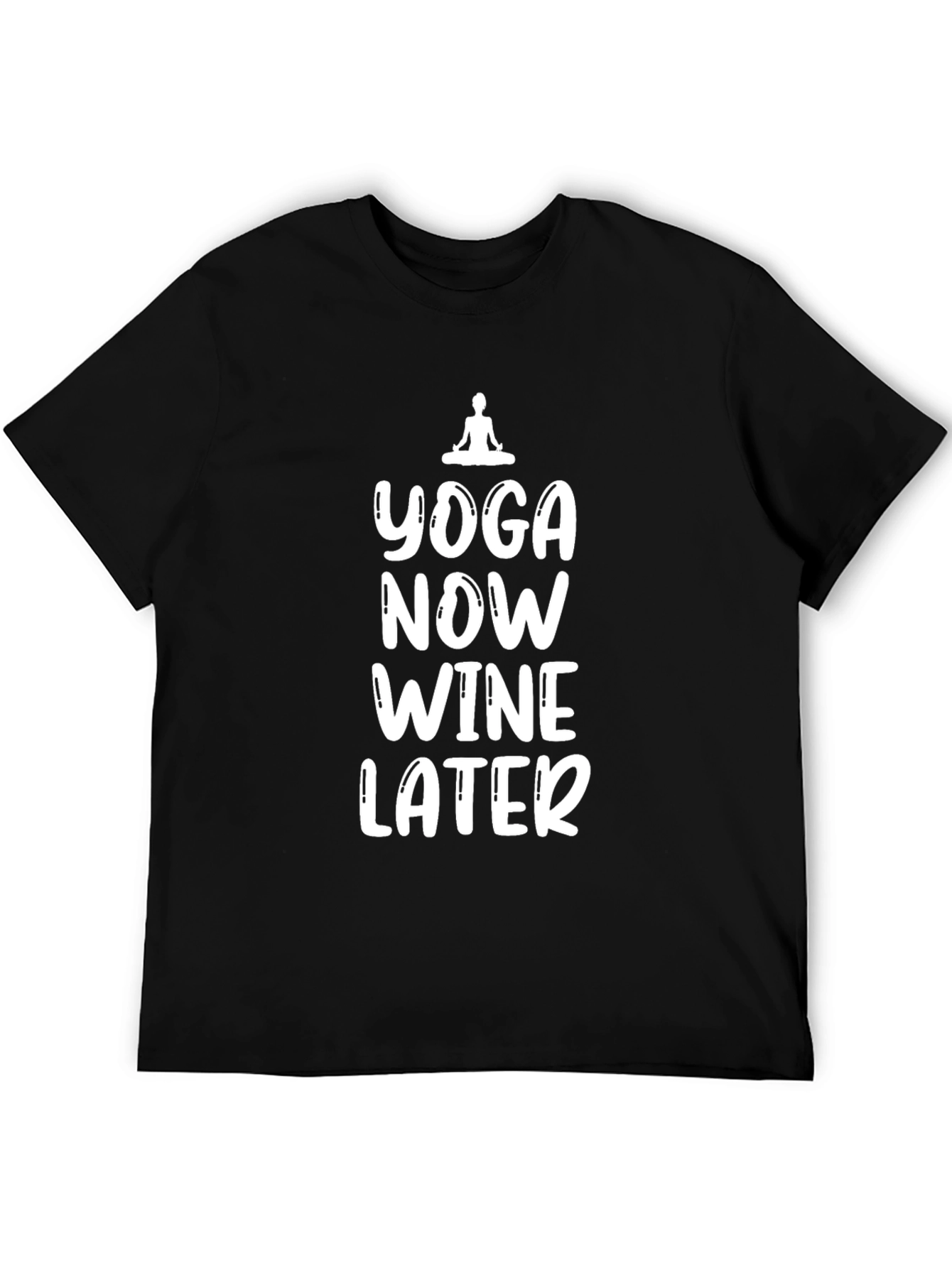Yoga Now Wine Later Black Graphic T-Shirt
