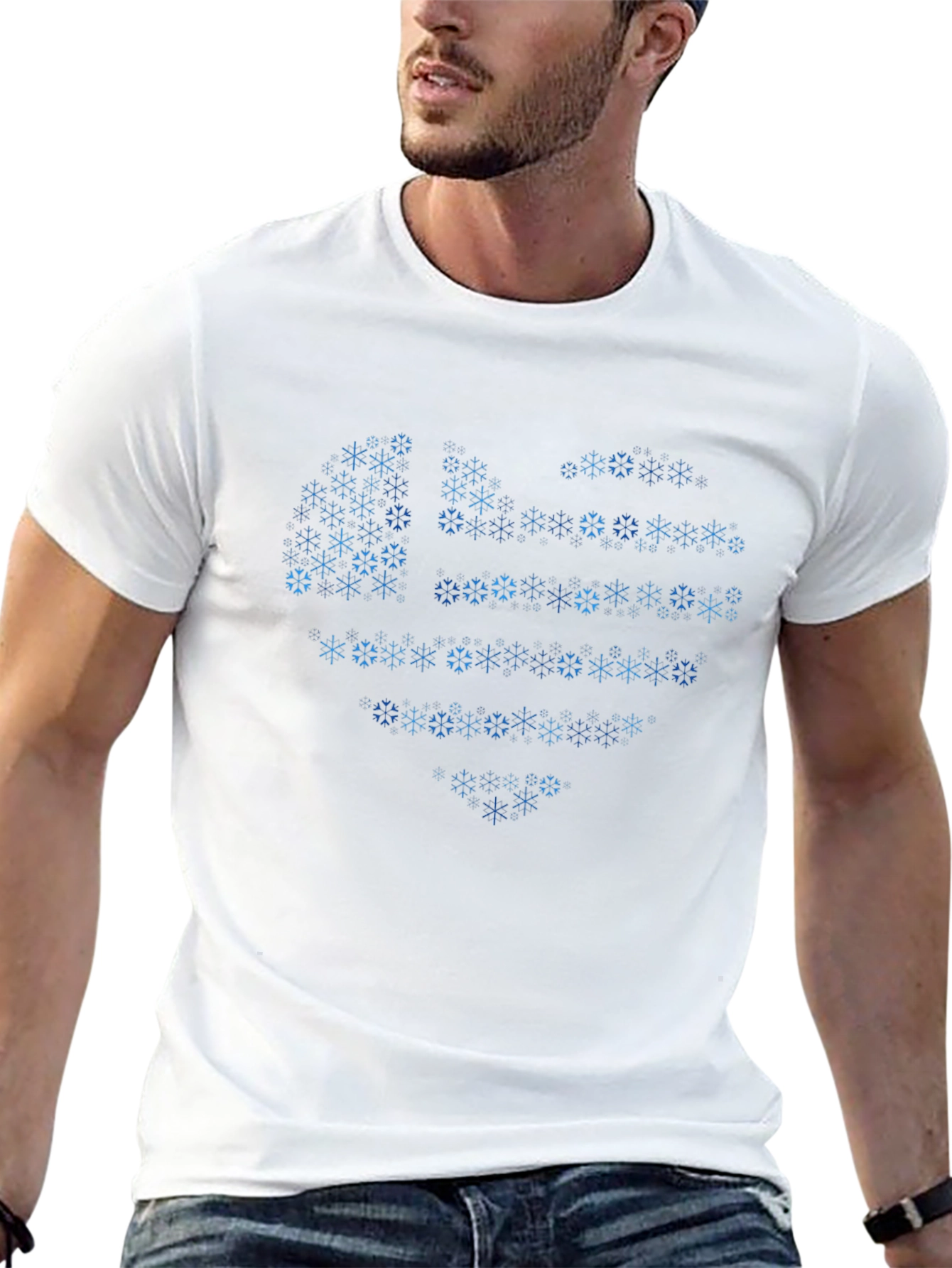 Snowflake Heart Graphic Black T-Shirt