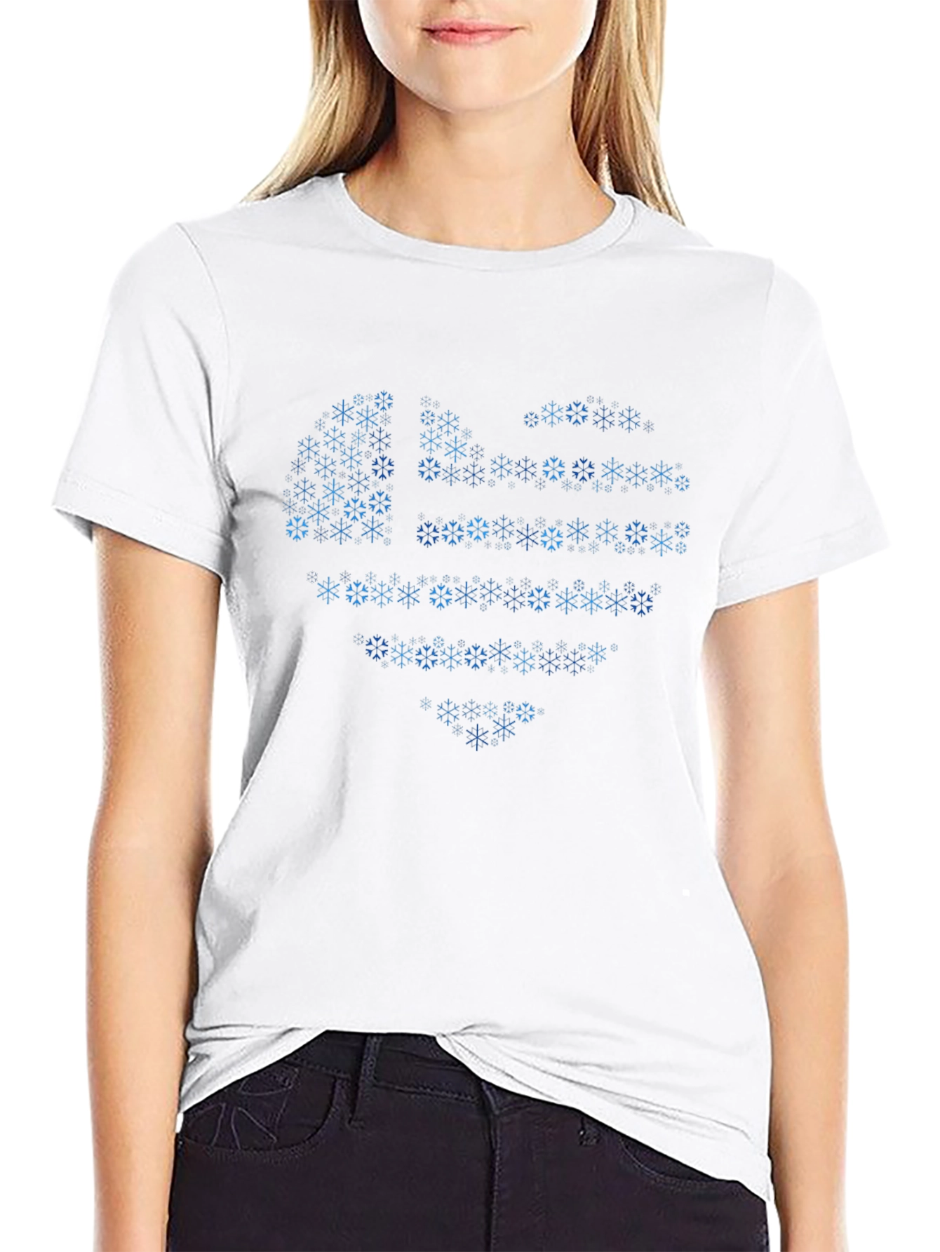 Snowflake Heart Graphic Black T-Shirt