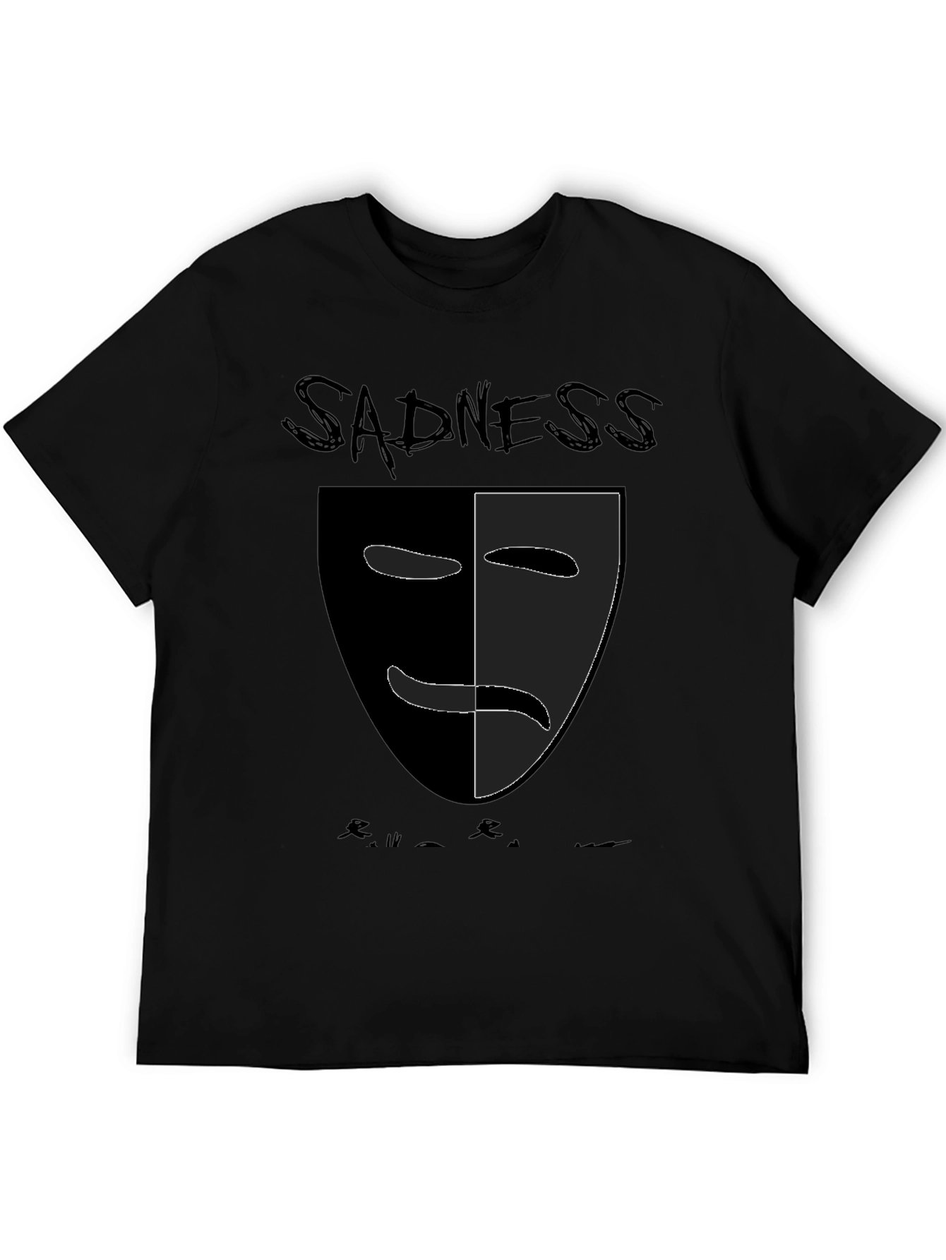 Sadness Mask Graphic T-Shirt - Black Unisex Tee