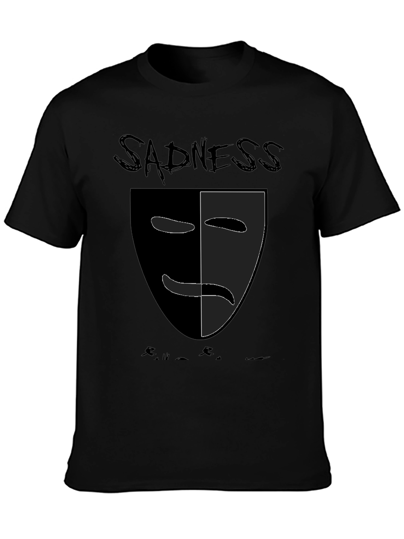 Sadness Mask Graphic T-Shirt - Black Unisex Tee