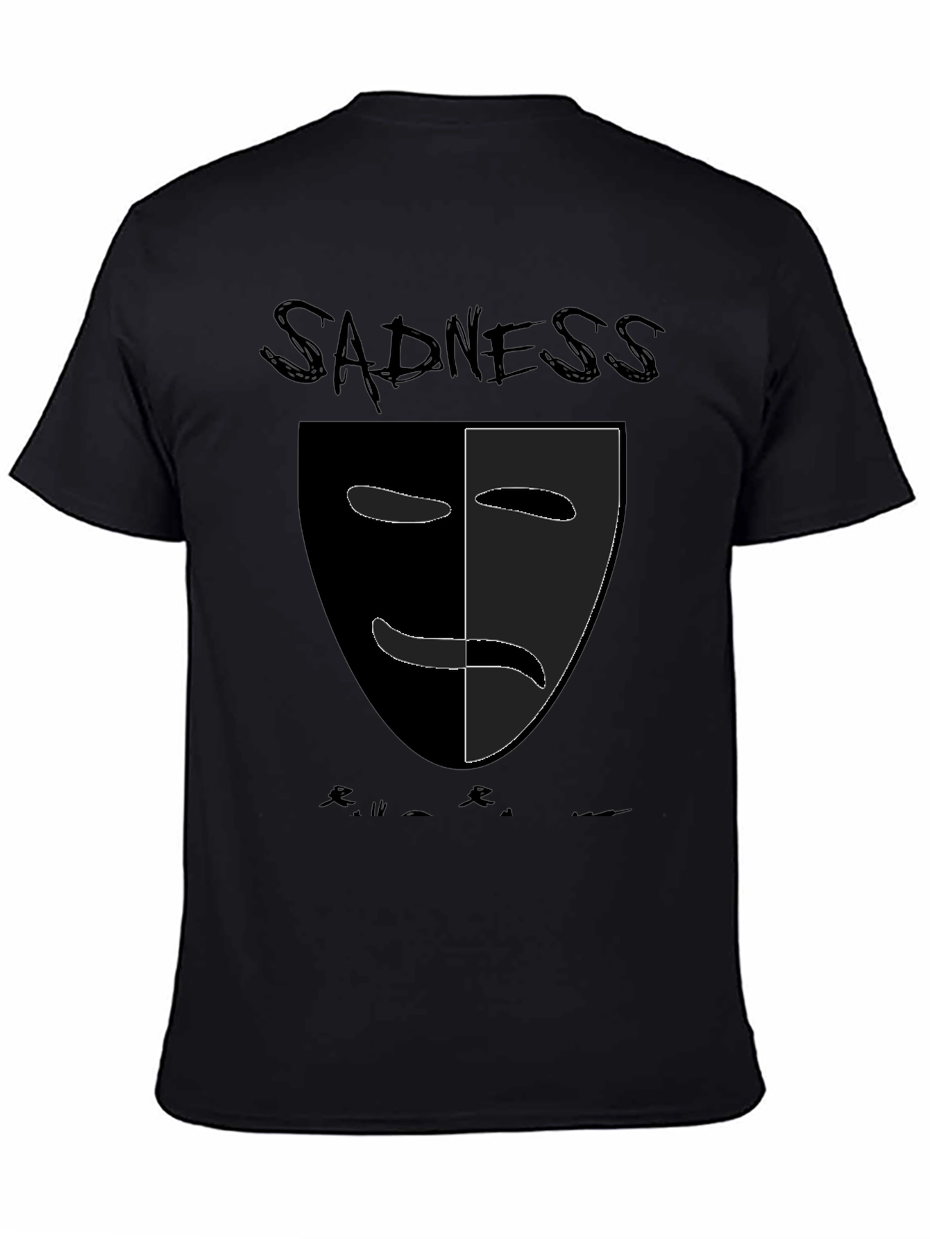 Sadness Mask Graphic T-Shirt - Black Unisex Tee