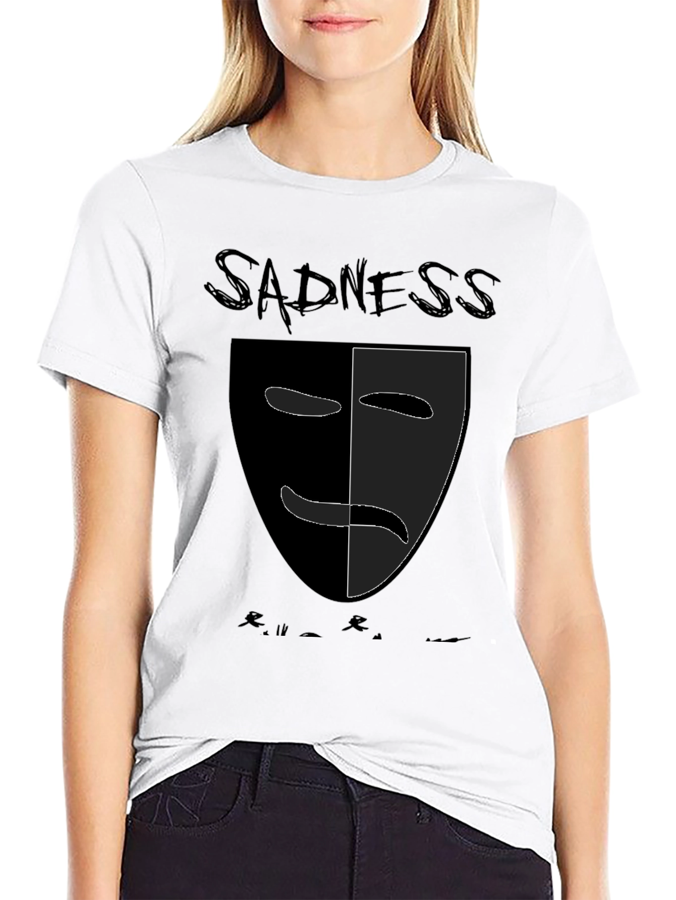 Sadness Mask Graphic T-Shirt - Black Unisex Tee