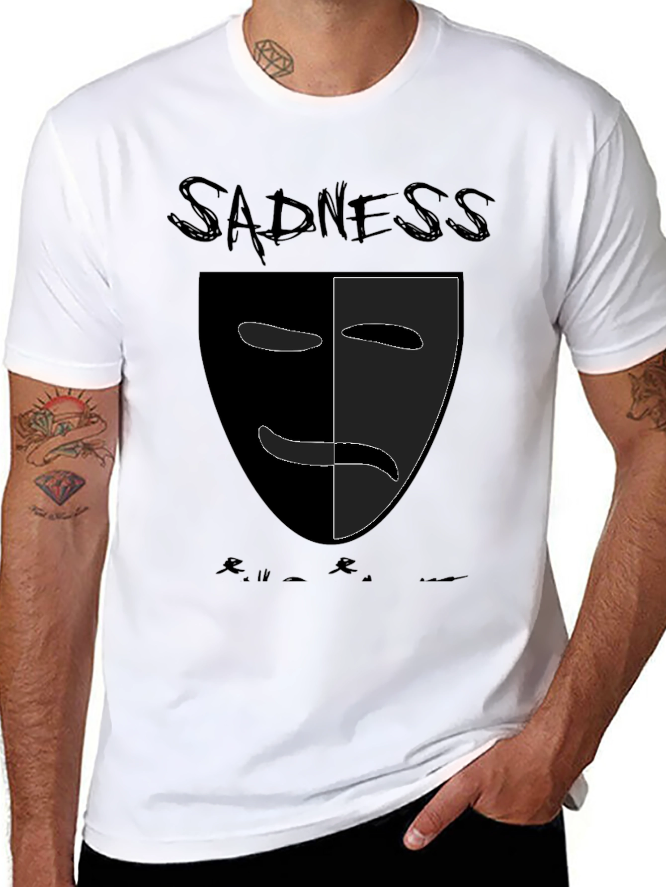 Sadness Mask Graphic T-Shirt - Black Unisex Tee