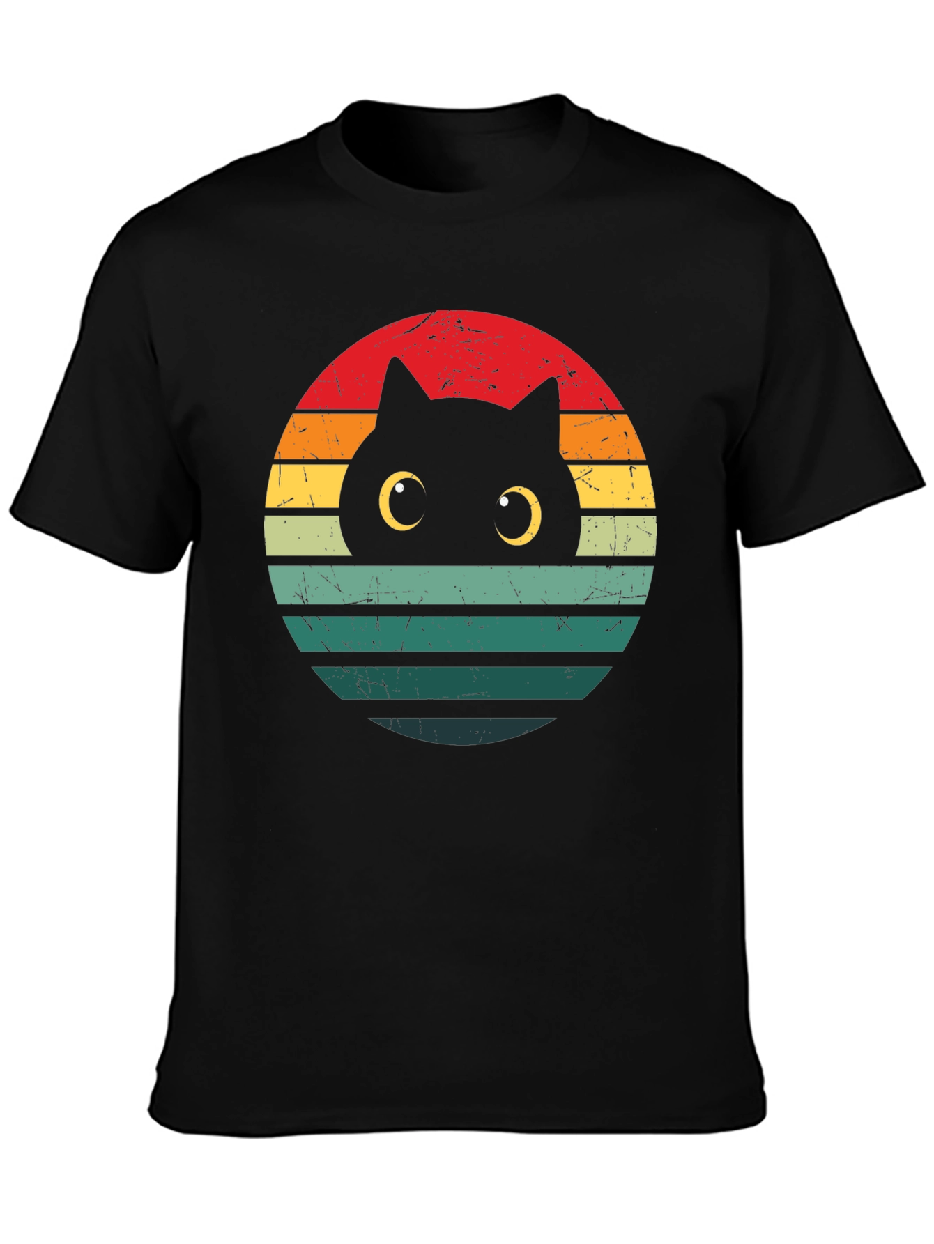Retro Cat Sunset T-Shirt - Unique Graphic Tee