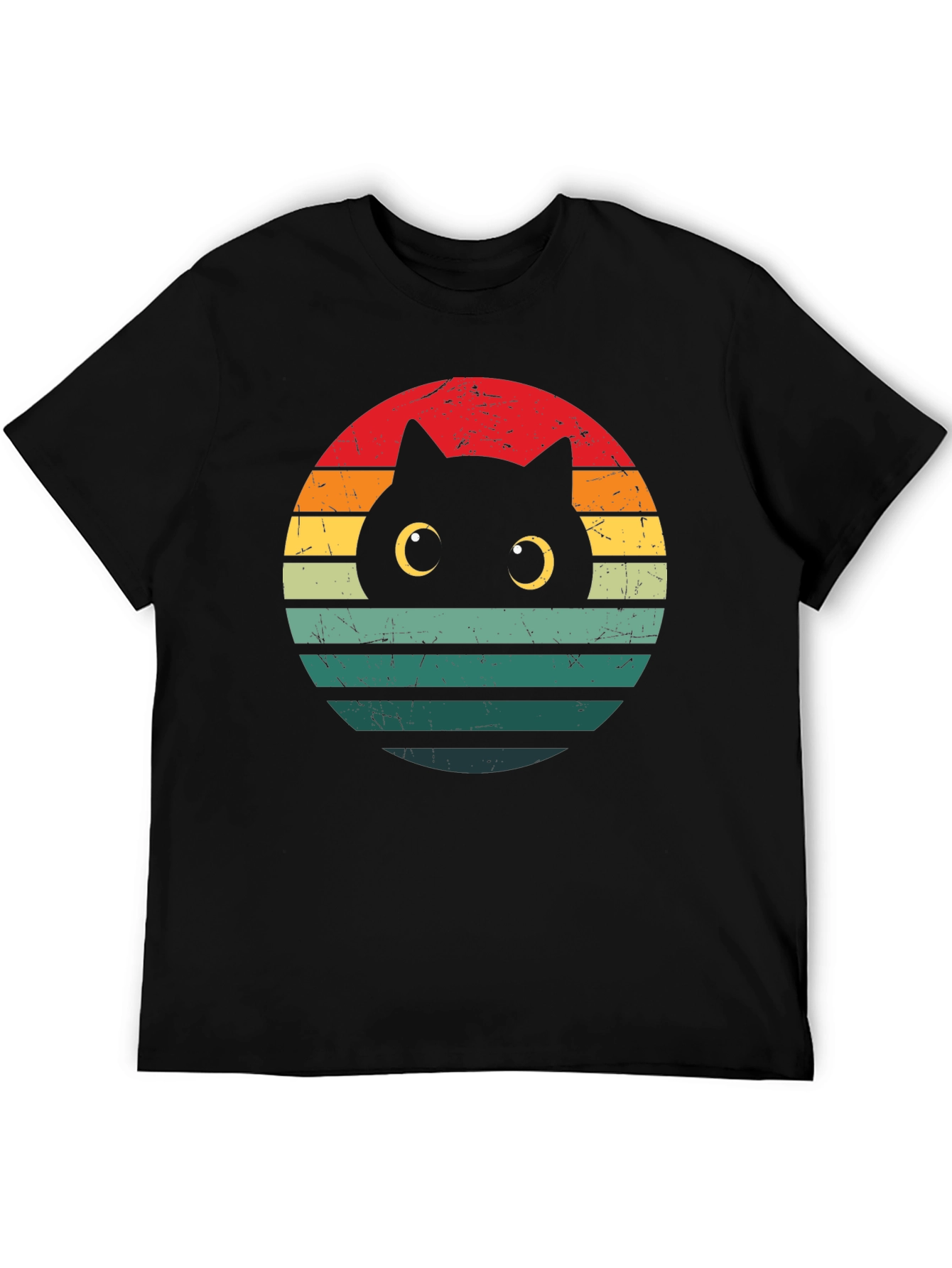 Retro Cat Sunset T-Shirt - Unique Graphic Tee