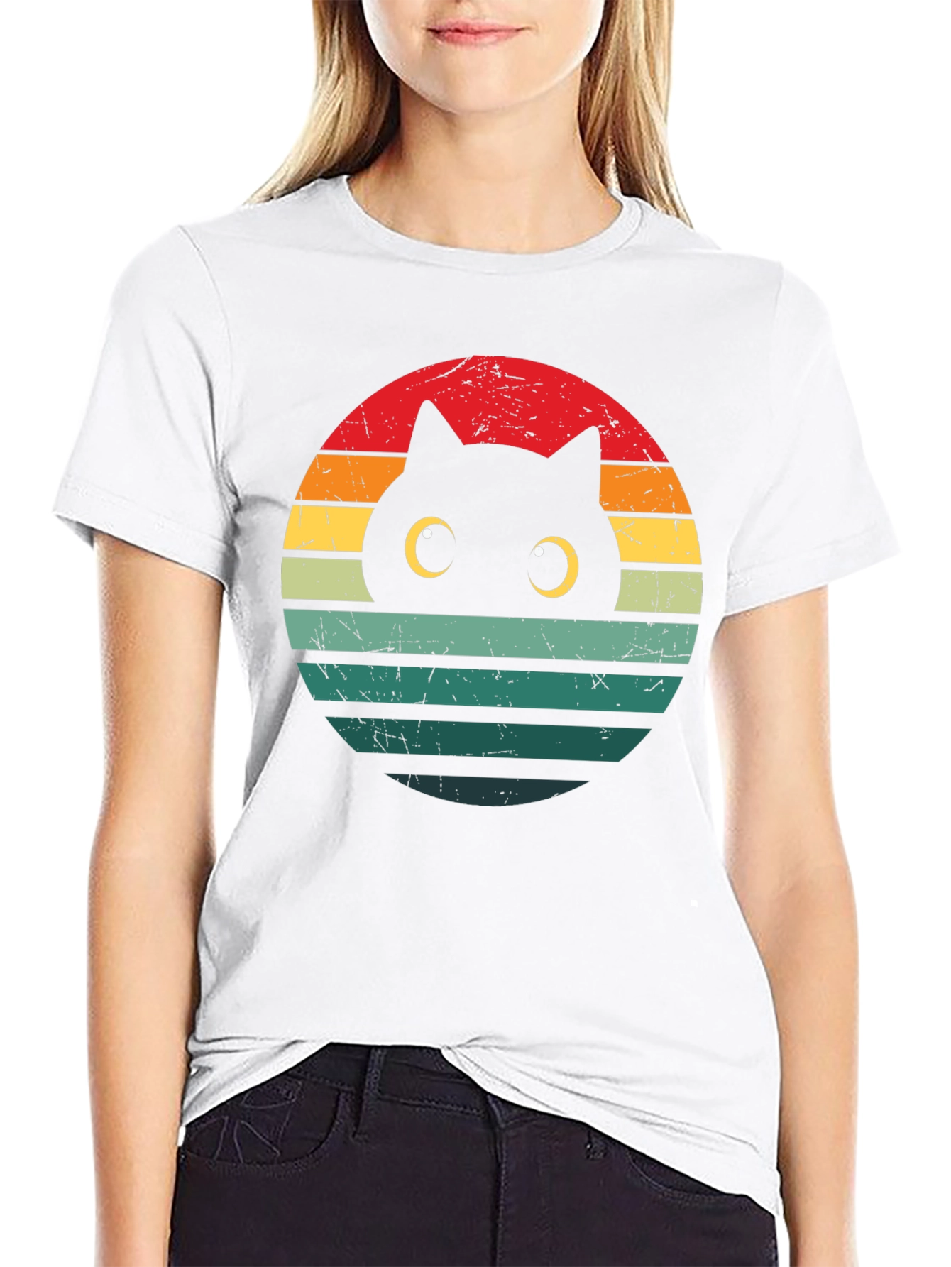 Retro Cat Sunset T-Shirt - Unique Graphic Tee