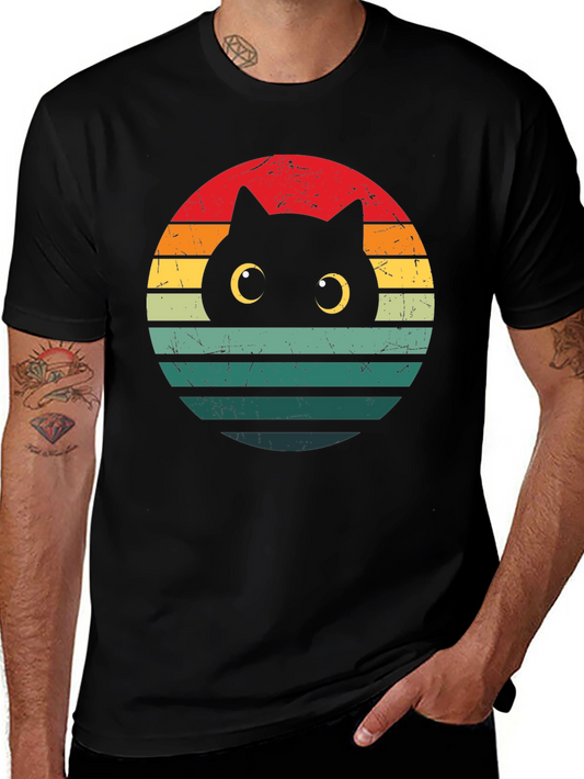 Retro Cat Sunset T-Shirt - Unique Graphic Tee