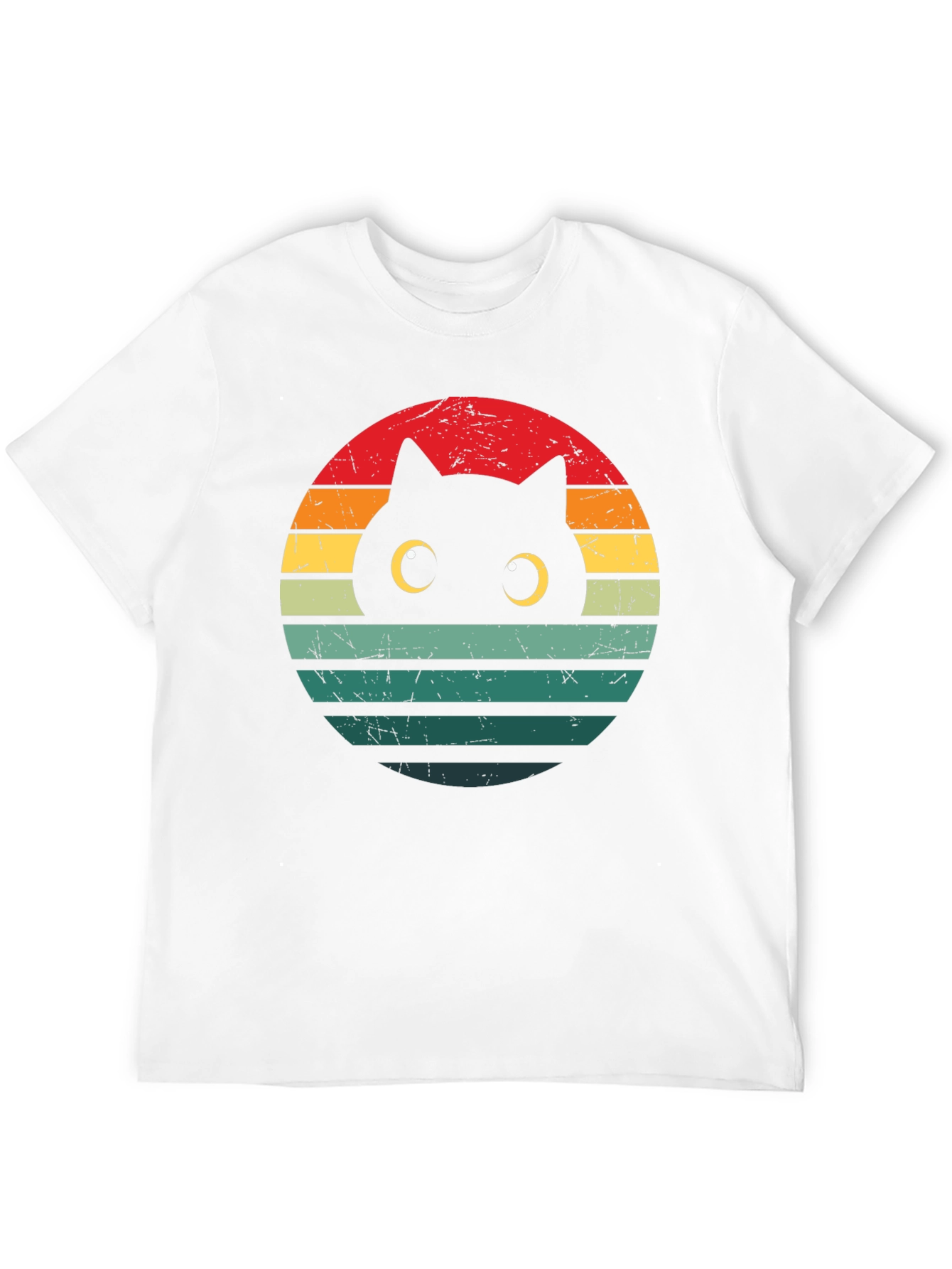 Retro Cat Sunset T-Shirt - Unique Graphic Tee