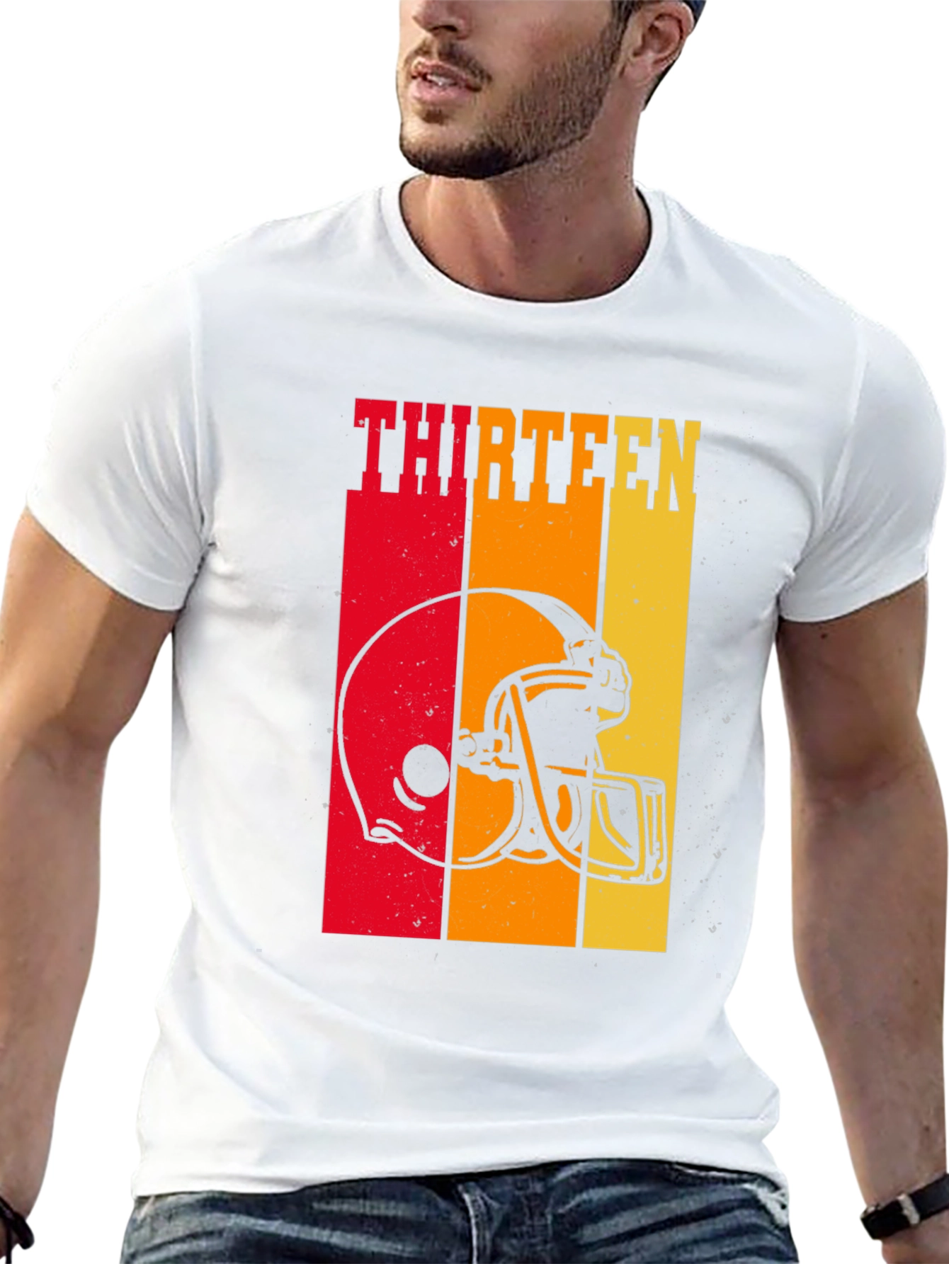 Thirteen Football Helmet Graphic T-Shirt
