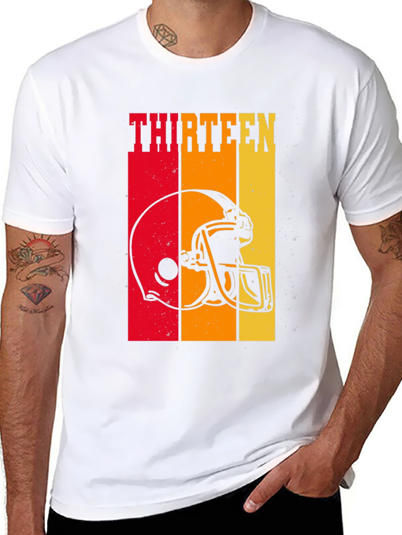 Thirteen Football Helmet Graphic T-Shirt