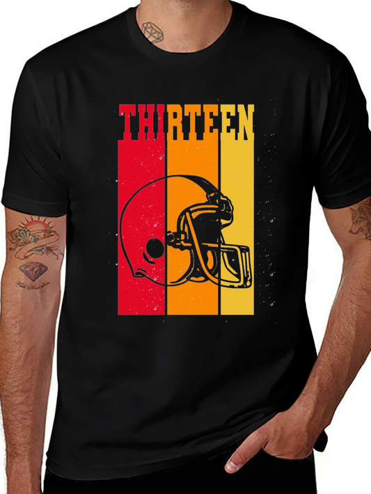 Thirteen Football Helmet Graphic T-Shirt