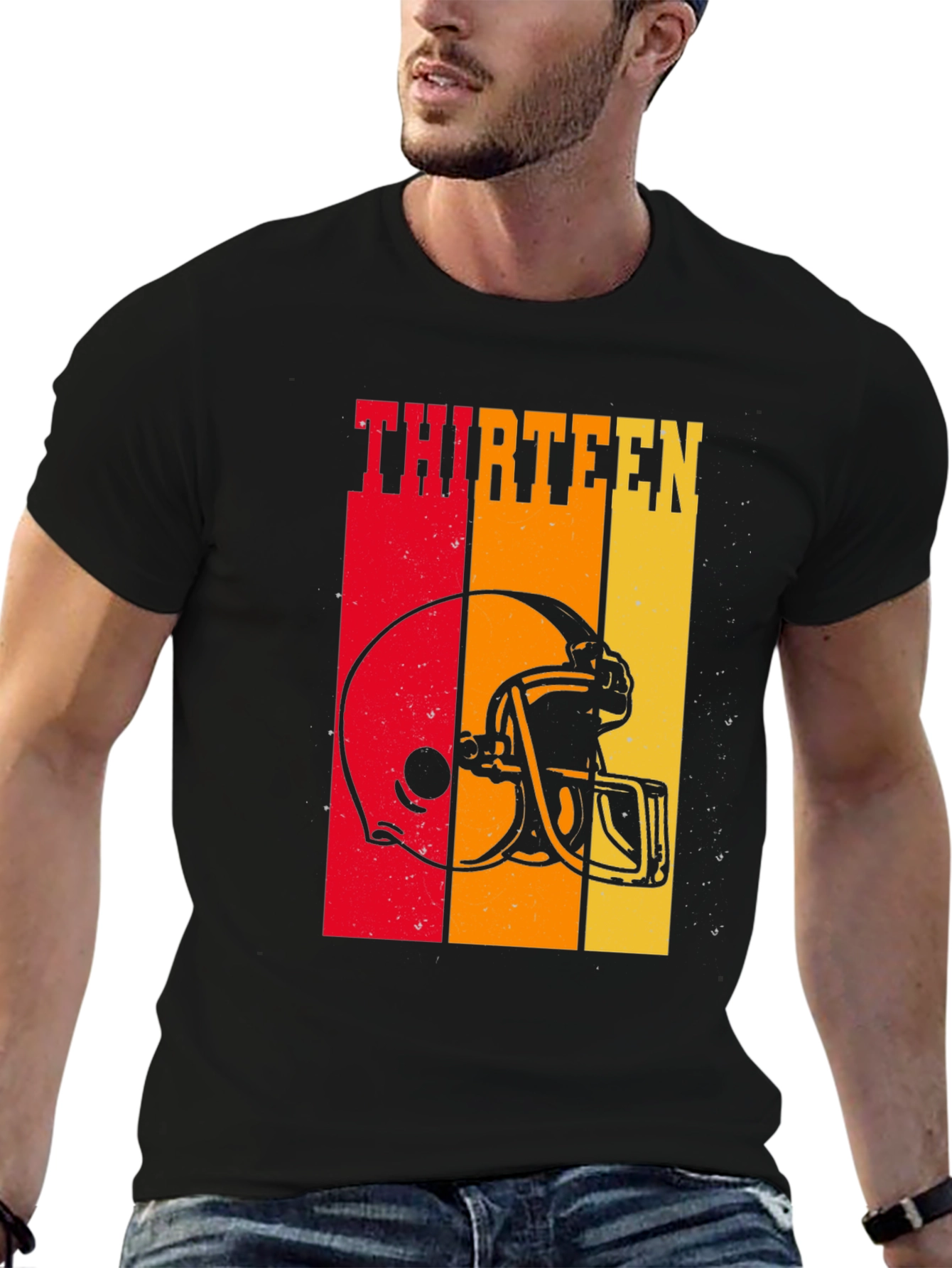 Thirteen Football Helmet Graphic T-Shirt