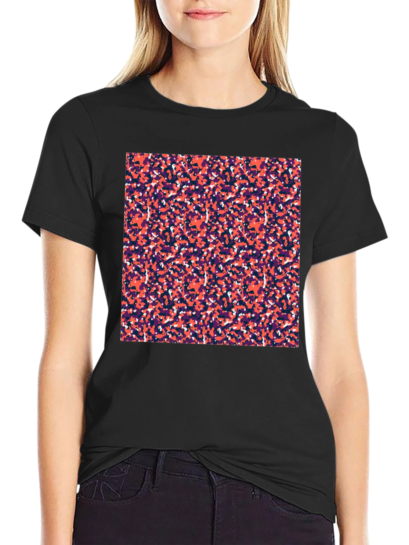 Abstract Camo Print Black T-Shirt