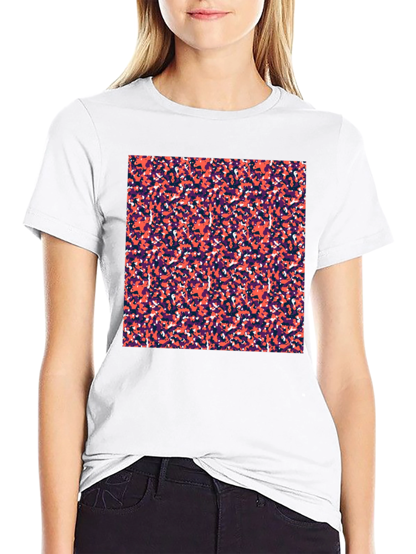Abstract Camo Print Black T-Shirt