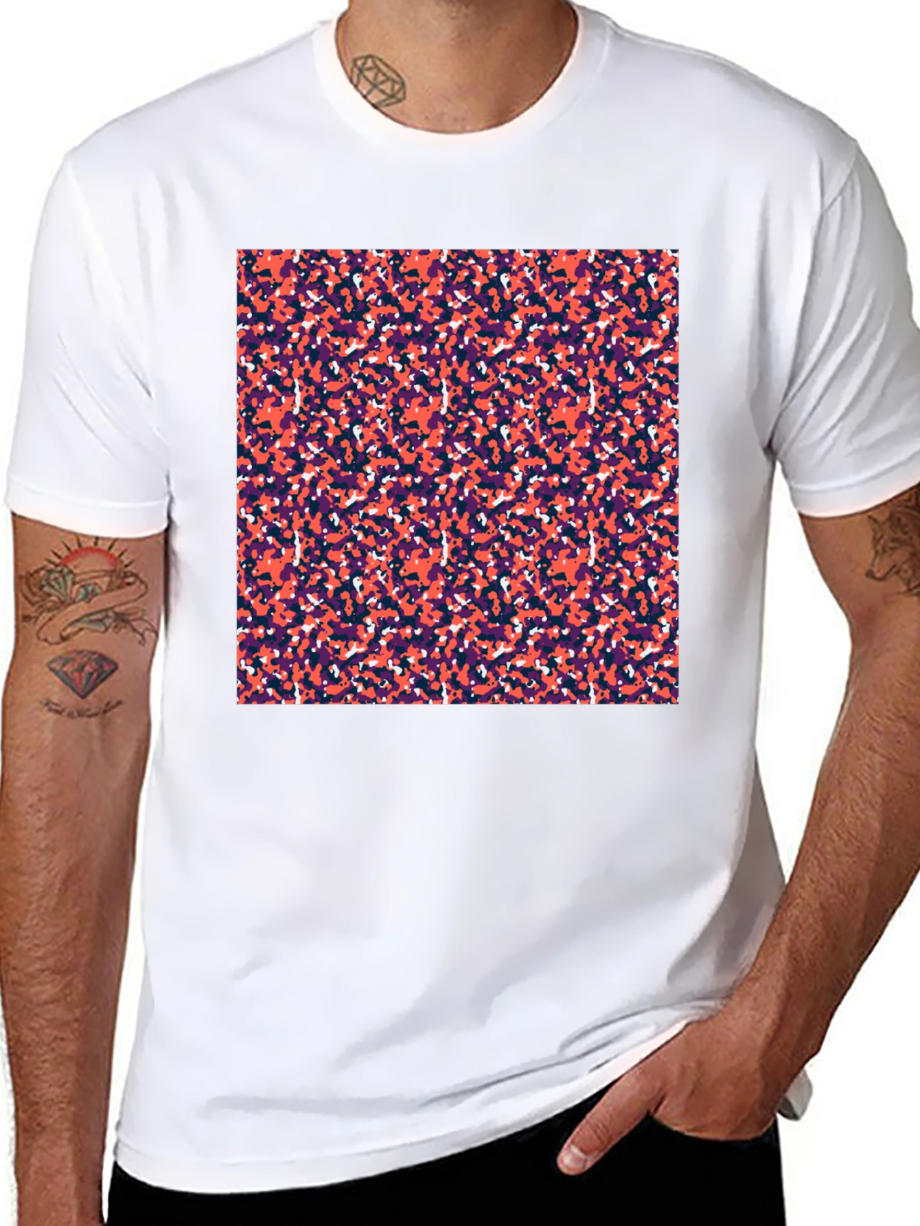 Abstract Camo Print Black T-Shirt