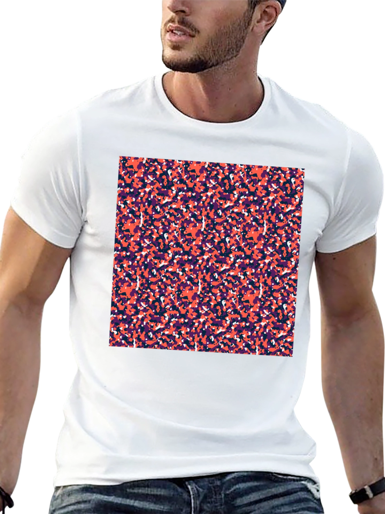 Abstract Camo Print Black T-Shirt