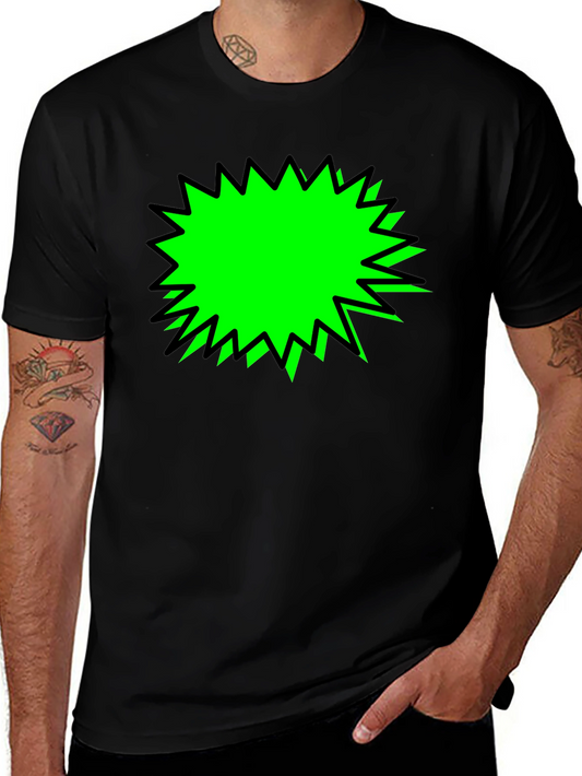 Black T-Shirt with Green Burst Graphic