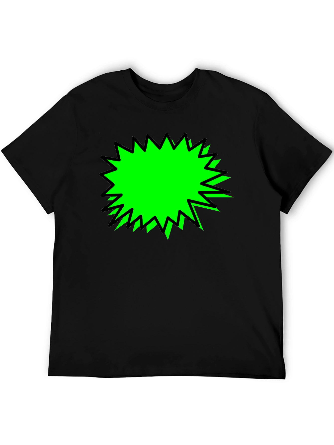 Black T-Shirt with Green Burst Graphic