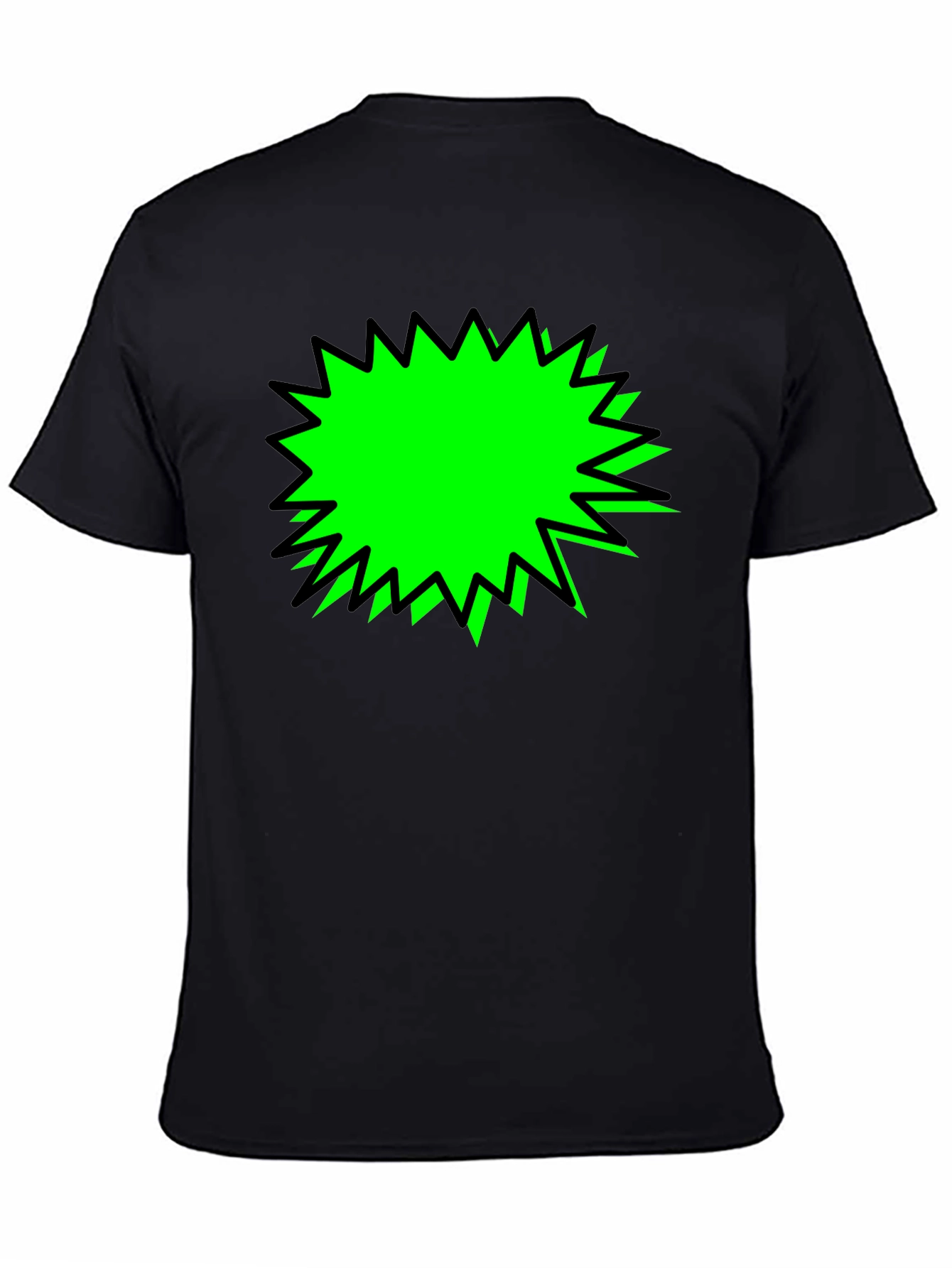 Black T-Shirt with Green Burst Graphic