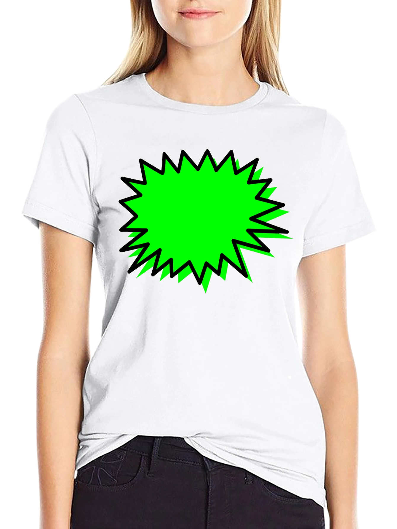 Black T-Shirt with Green Burst Graphic
