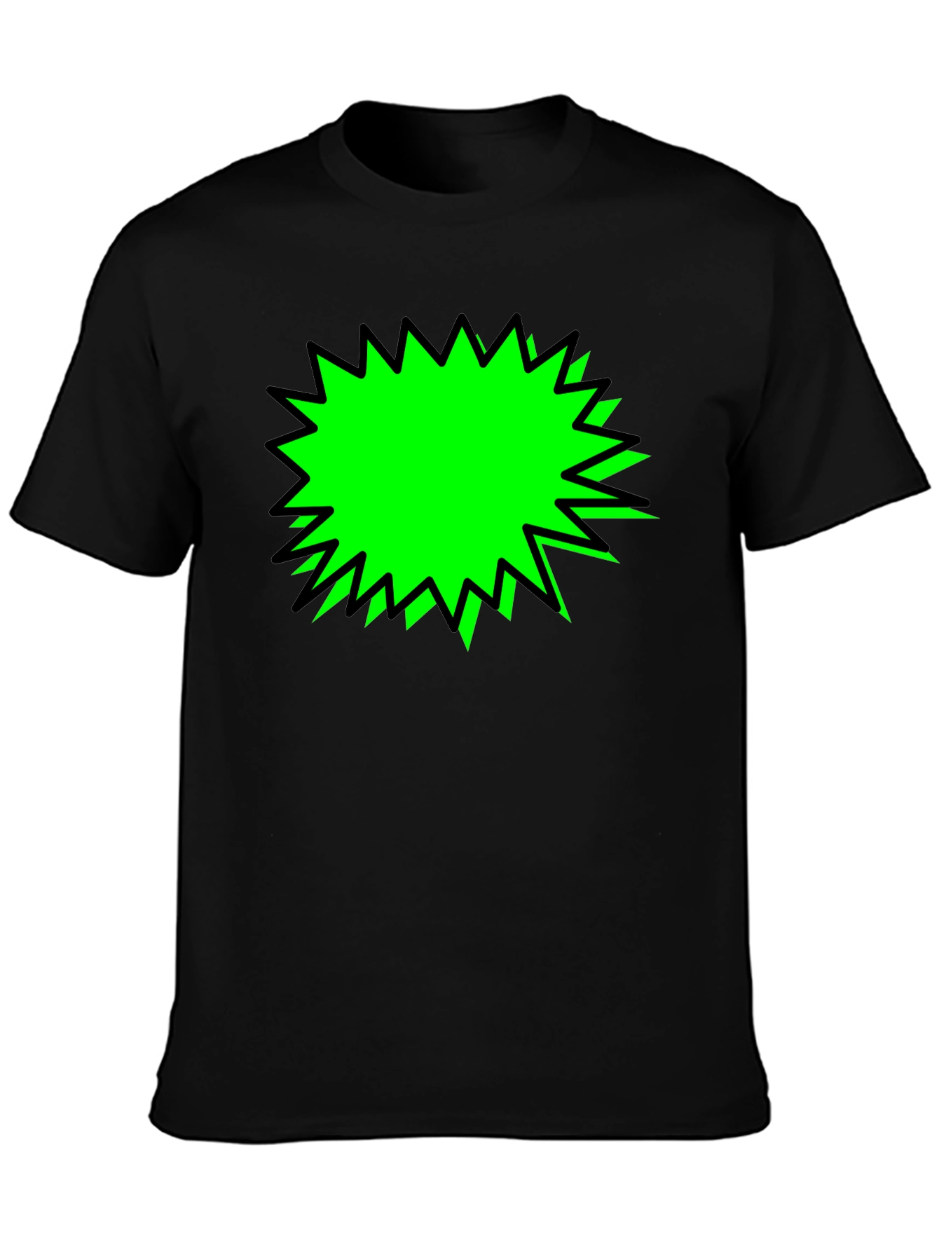 Black T-Shirt with Green Burst Graphic