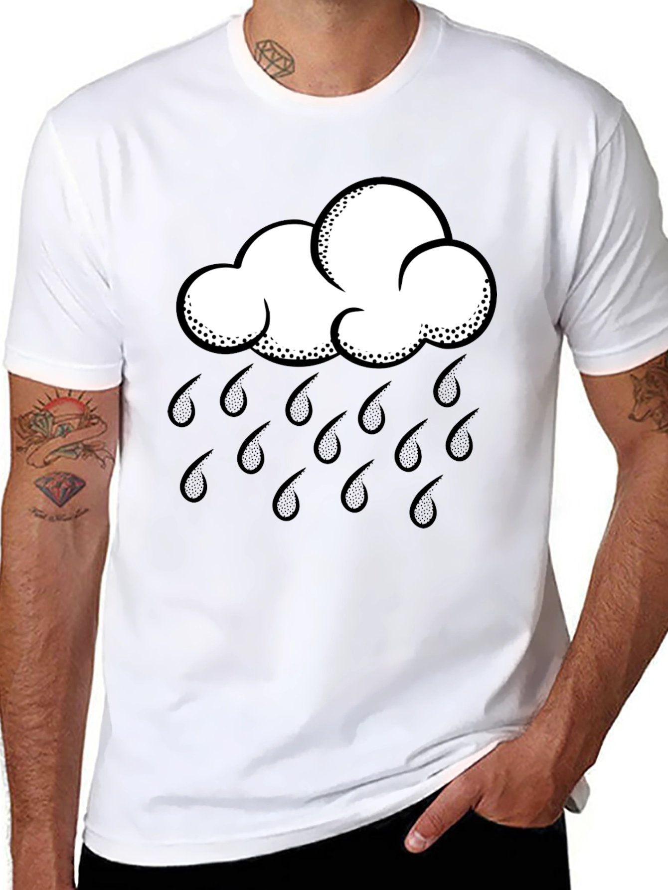 Rain Cloud Graphic Tee - Black Cotton Shirt