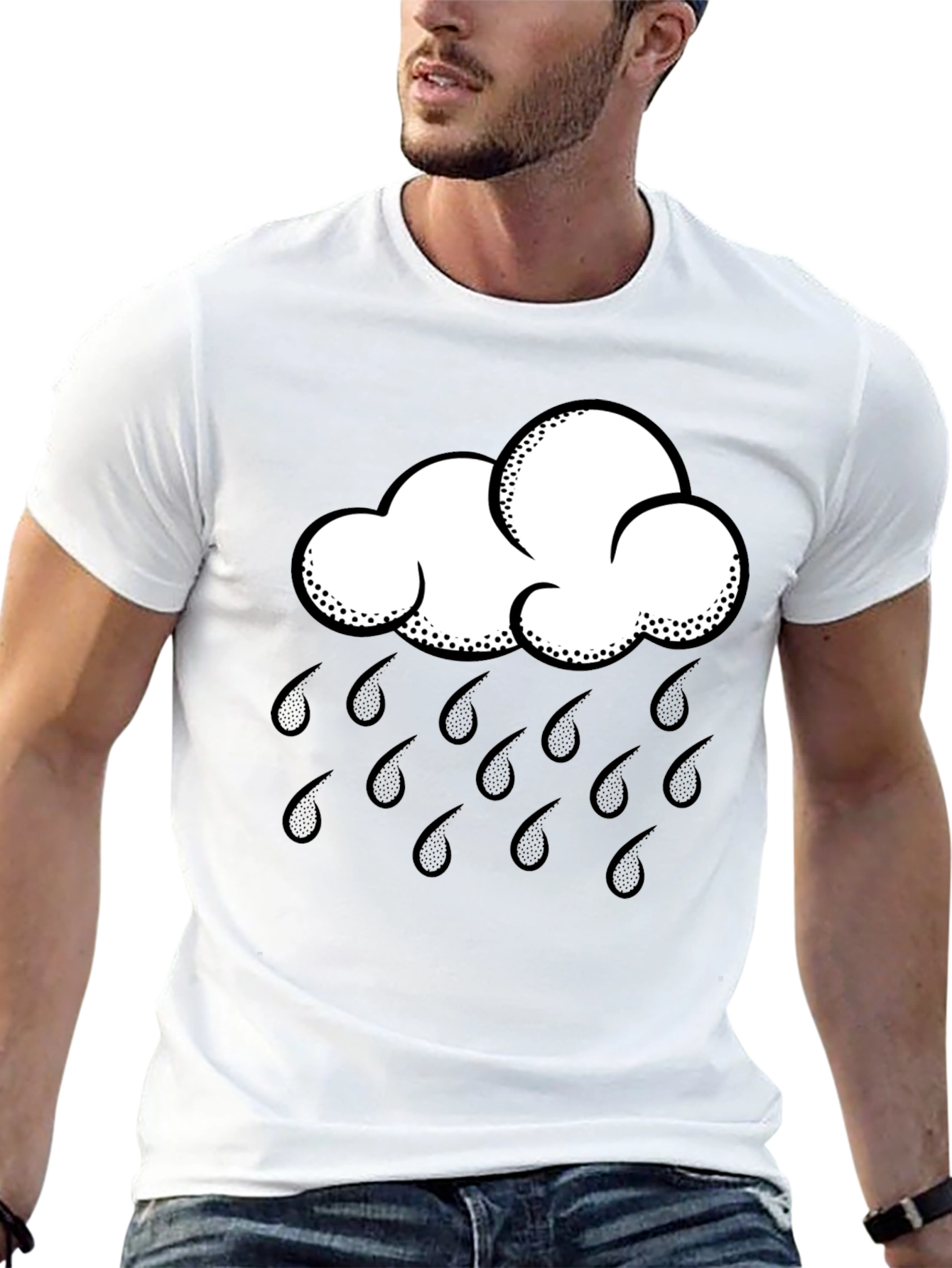 Rain Cloud Graphic Tee - Black Cotton Shirt