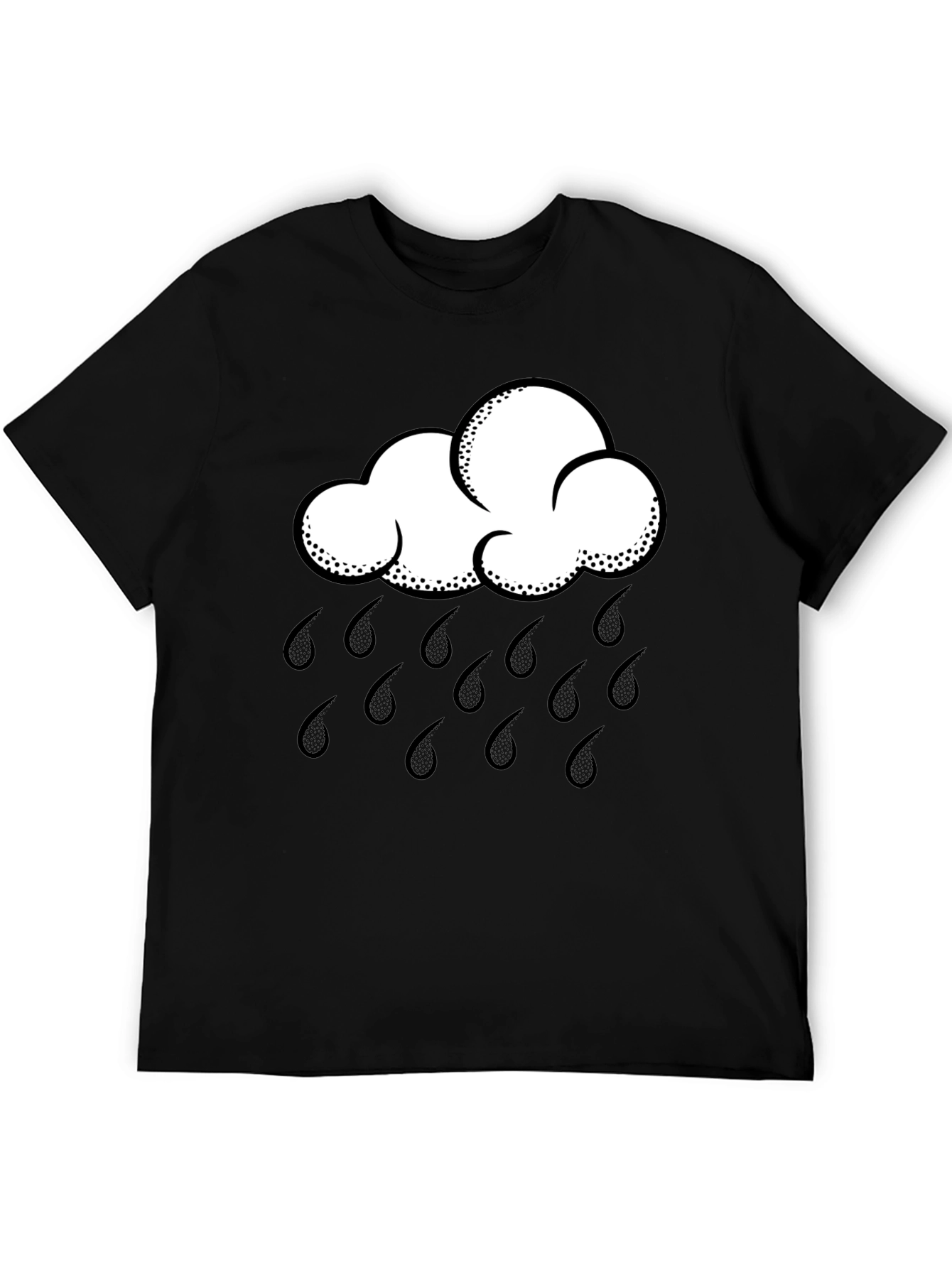Rain Cloud Graphic Tee - Black Cotton Shirt