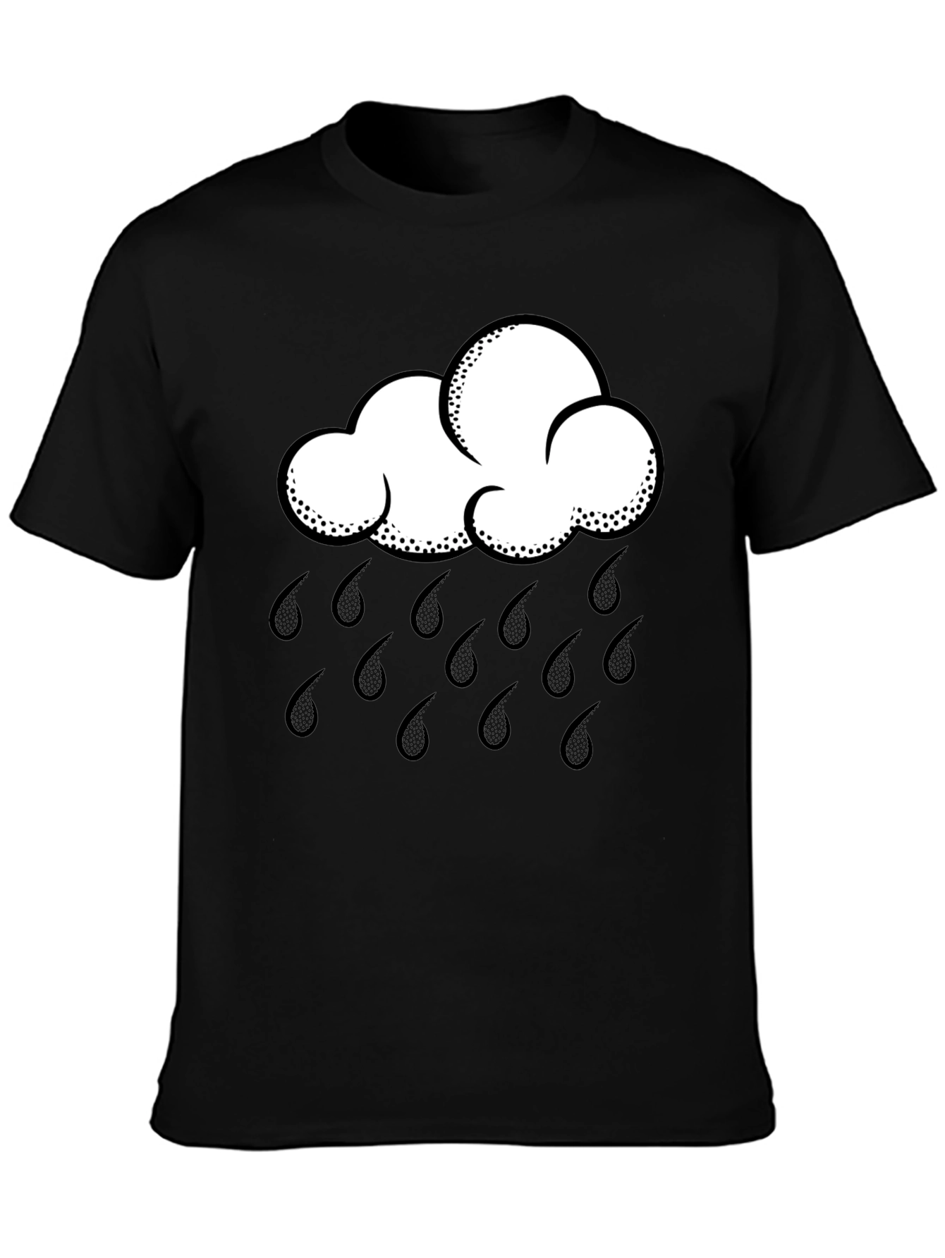 Rain Cloud Graphic Tee - Black Cotton Shirt