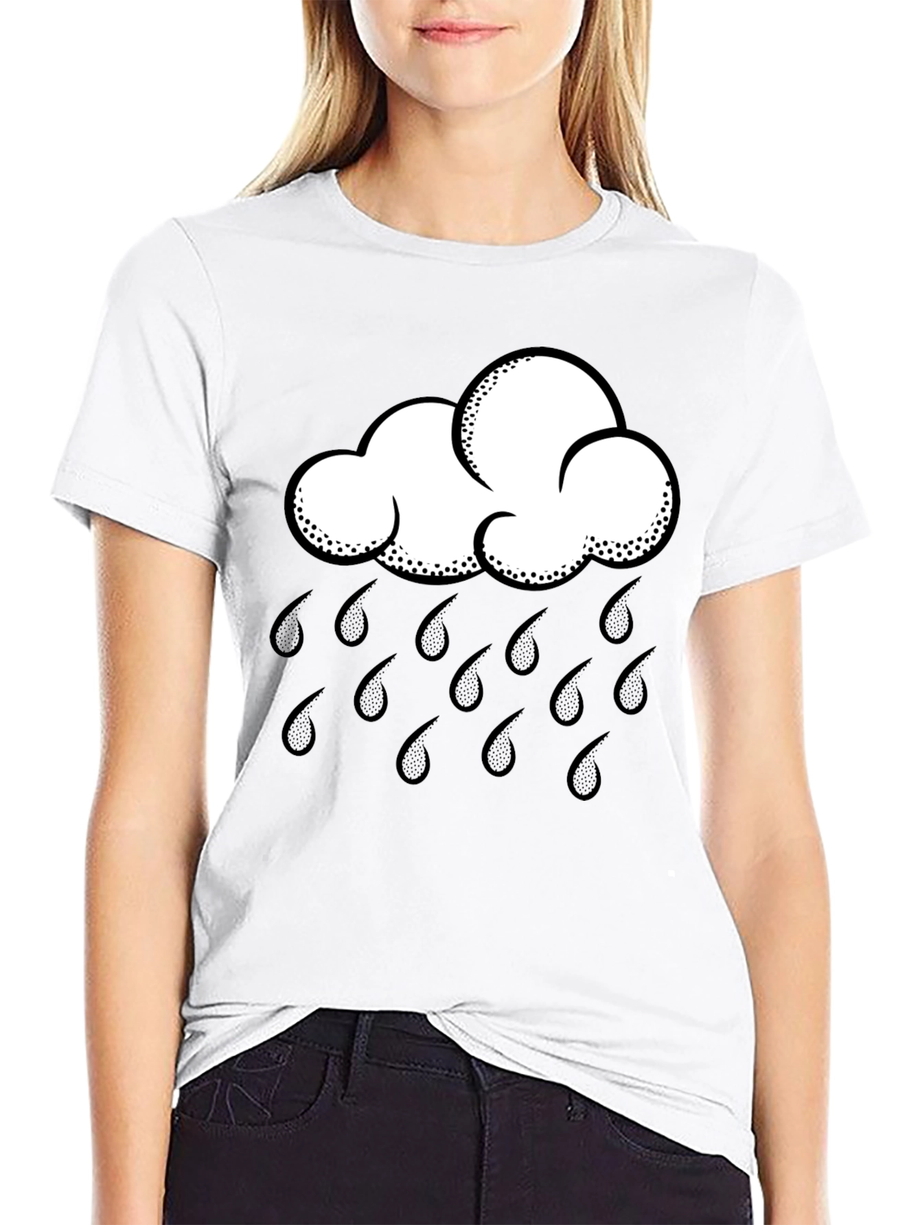 Rain Cloud Graphic Tee - Black Cotton Shirt