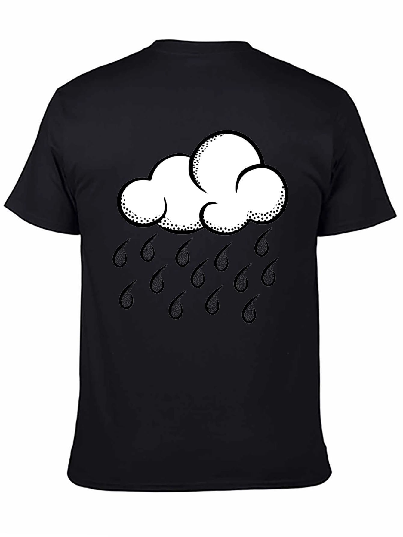 Rain Cloud Graphic Tee - Black Cotton Shirt