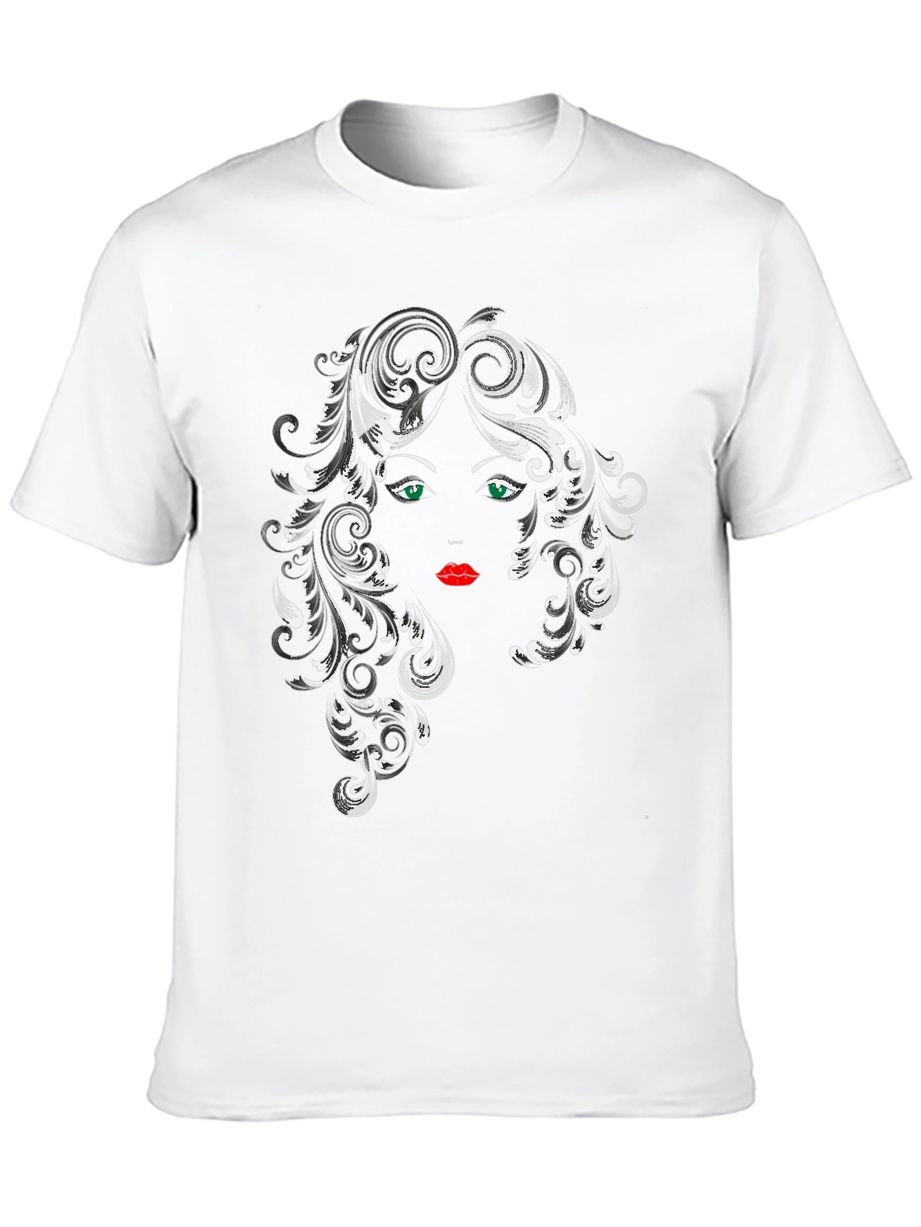 Stylish Black T-Shirt with Artistic Woman Face Graphic