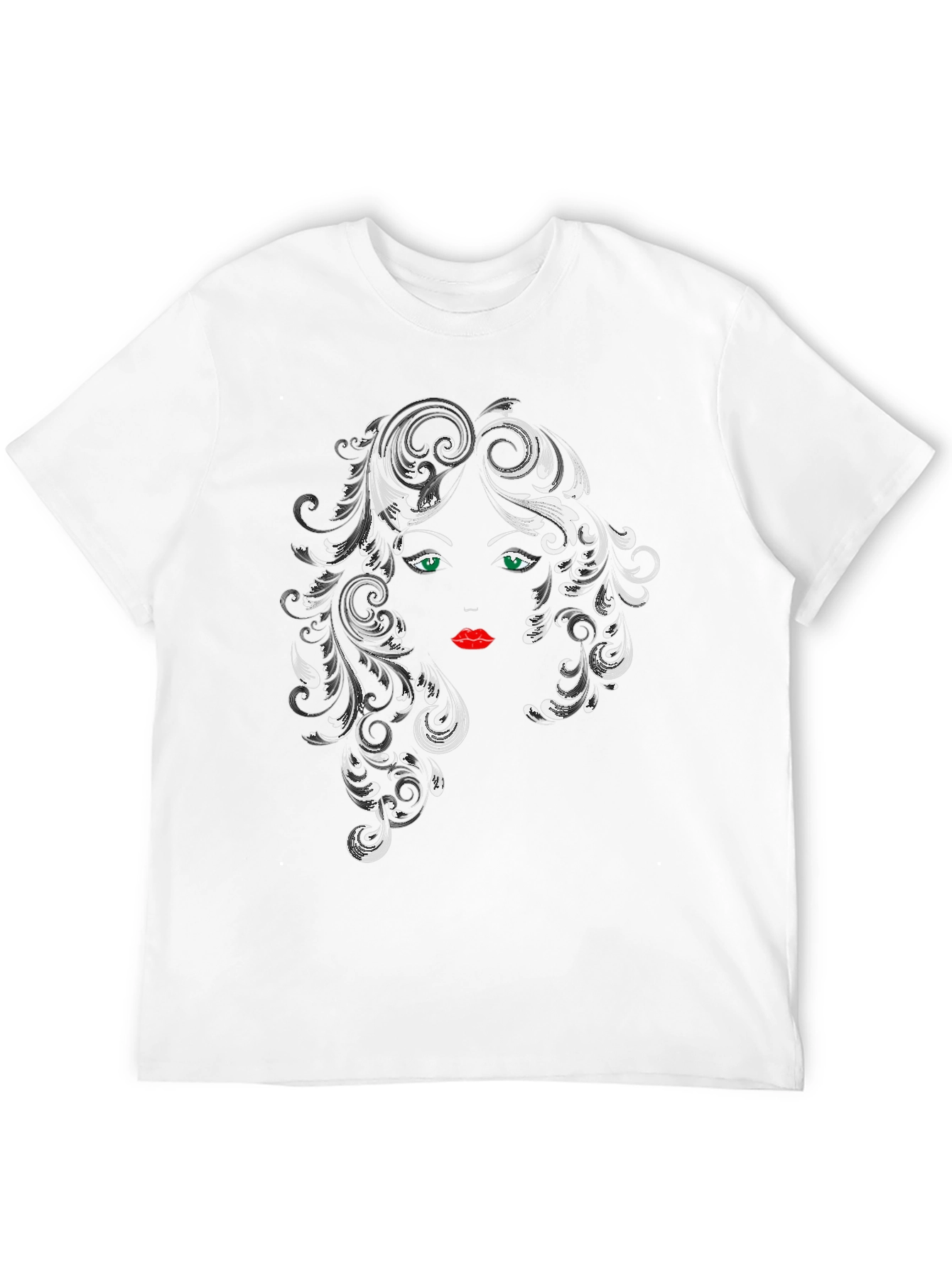 Stylish Black T-Shirt with Artistic Woman Face Graphic