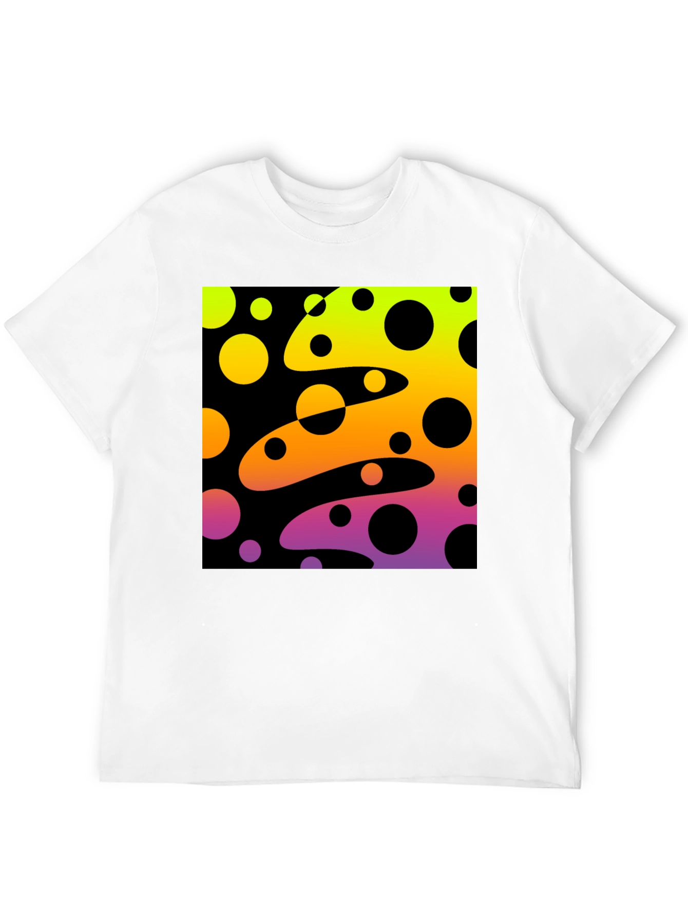 Vibrant Black T-Shirt with Abstract Retro Circle Design