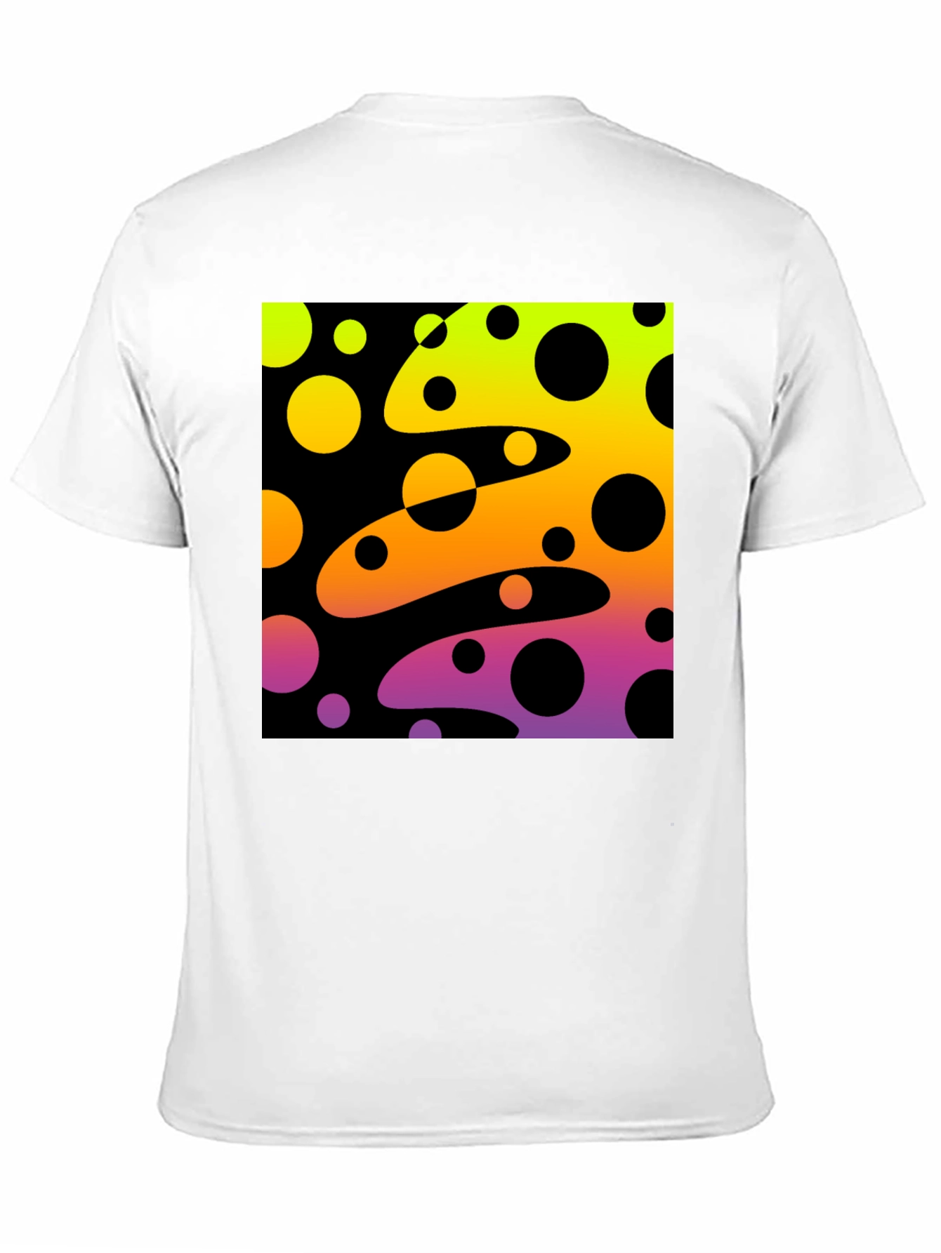Vibrant Black T-Shirt with Abstract Retro Circle Design