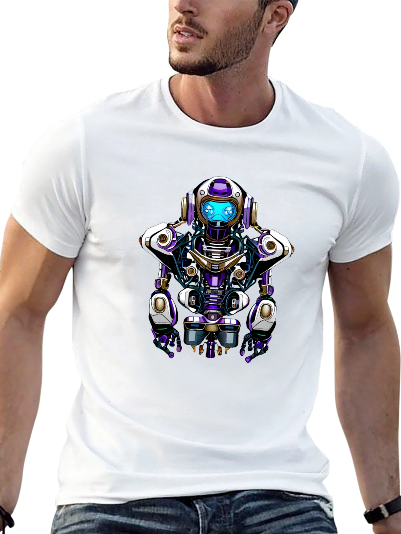 Robot Graphic Tee - Unique Sci-Fi Design