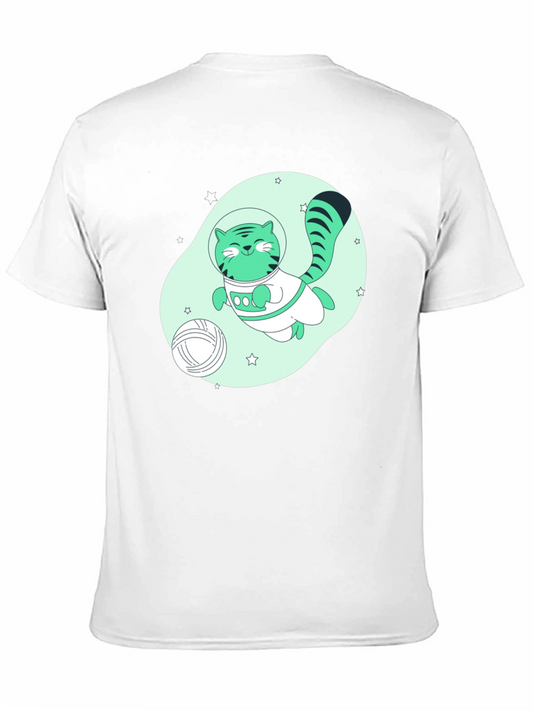 Astronaut Cat Graphic T-Shirt - Black