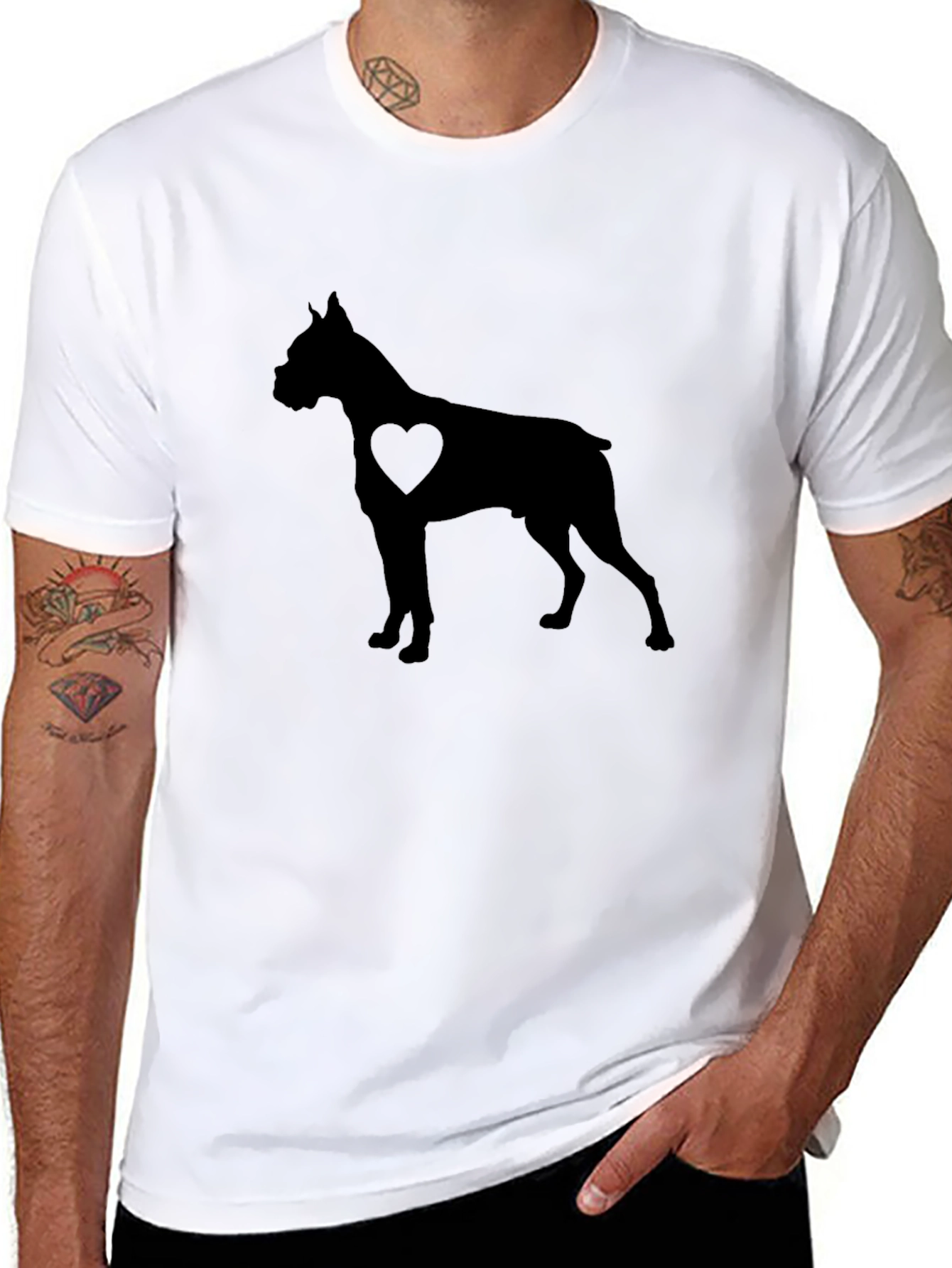 Boxer Dog Heart Silhouette Graphic Tee