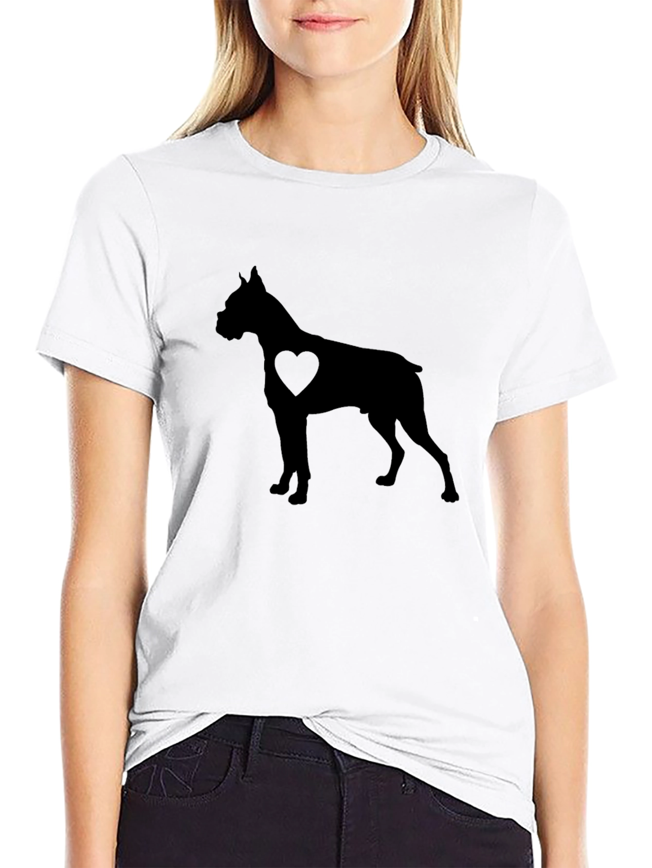 Boxer Dog Heart Silhouette Graphic Tee