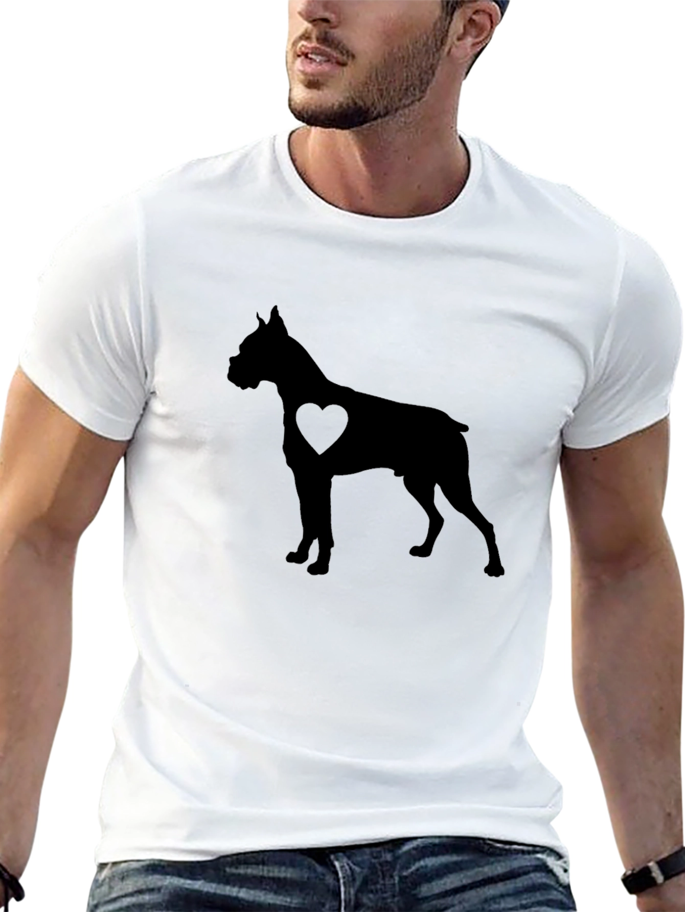 Boxer Dog Heart Silhouette Graphic Tee