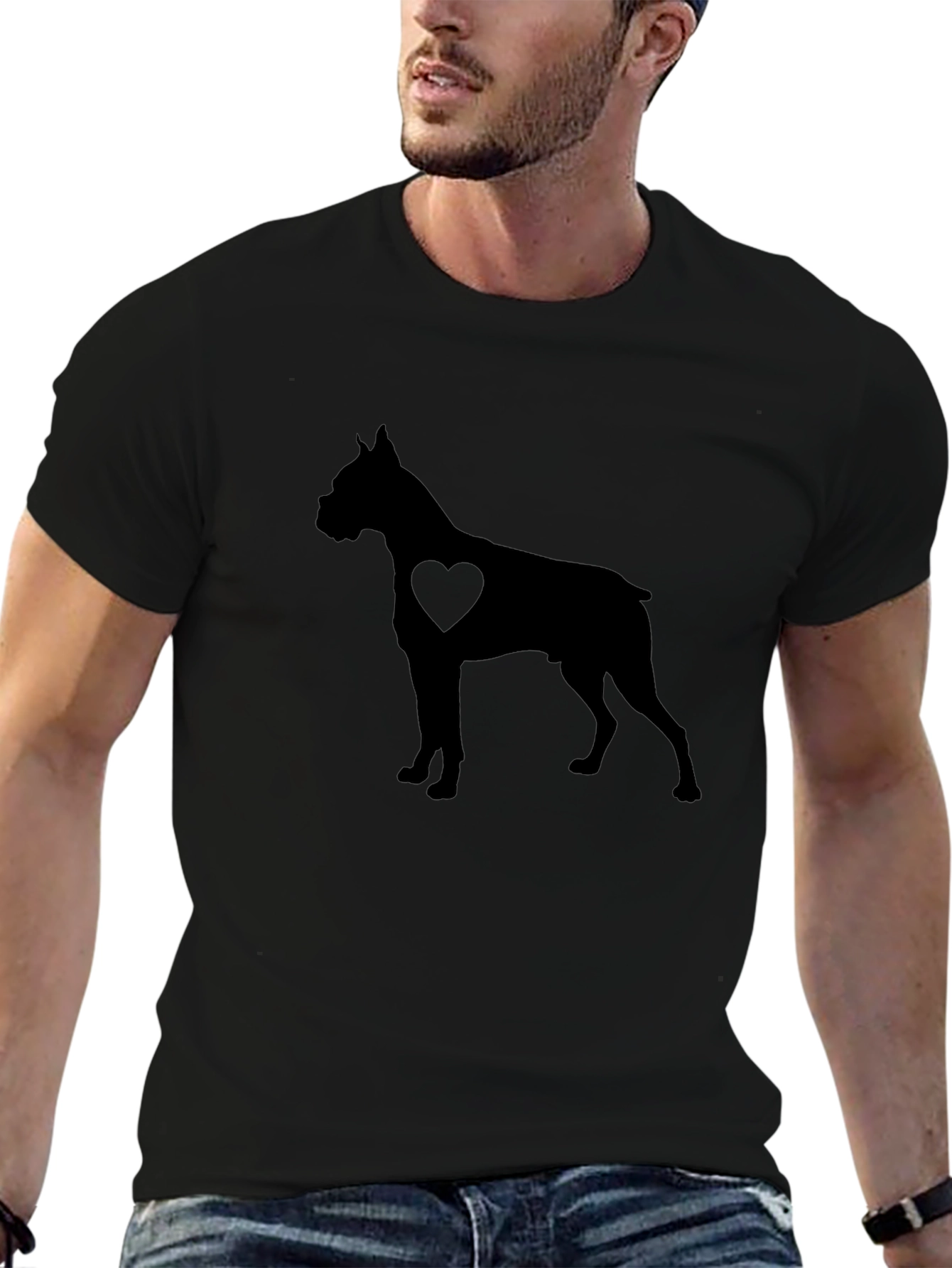 Boxer Dog Heart Silhouette Graphic Tee