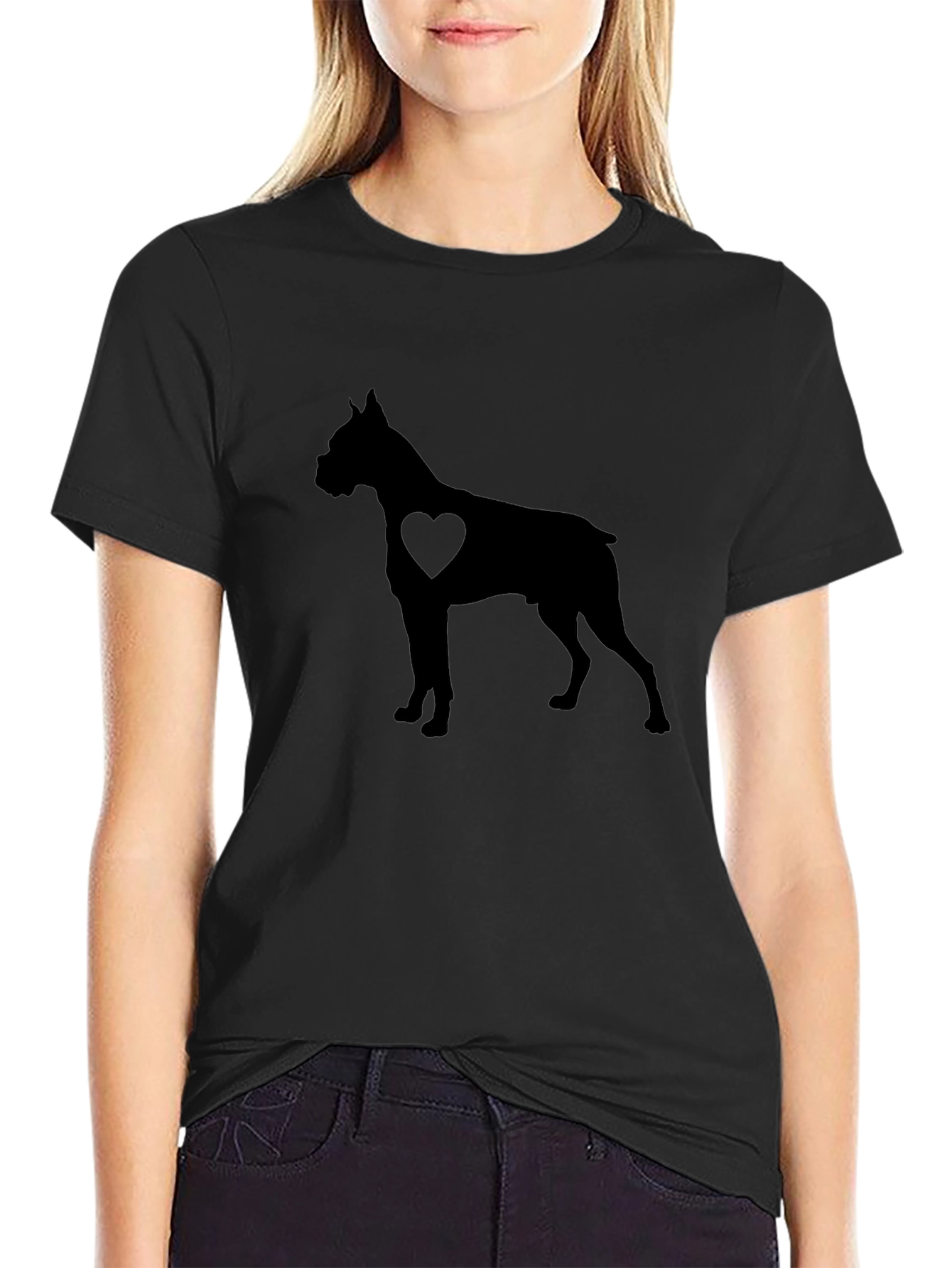 Boxer Dog Heart Silhouette Graphic Tee